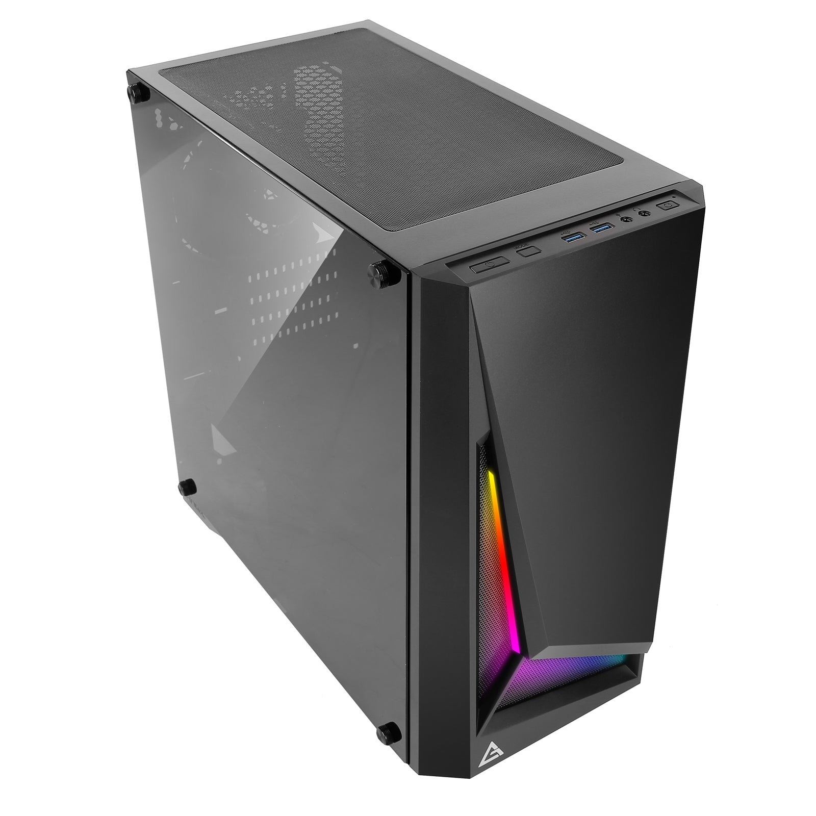 ANTEC DP301M Case, Gaming, Black, Micro Tower, 2 x USB 3.0, Tempered Glass Side Window Panel, Addressable RGB LED Lighting, Micro ATX, Mini-ITX