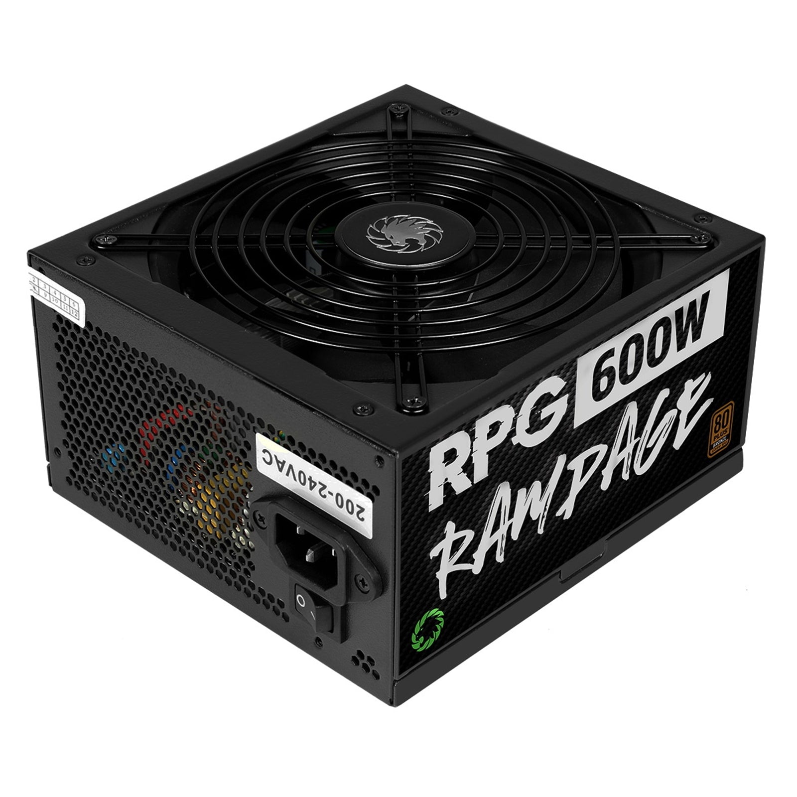 GAMEMAX RPG Rampage 600W PSU, 140mm Ultra Silent Fan, 80 PLUS Bronze, Non Modular, Flat Black Cables, Japanese TK Main Capacitor Fitted