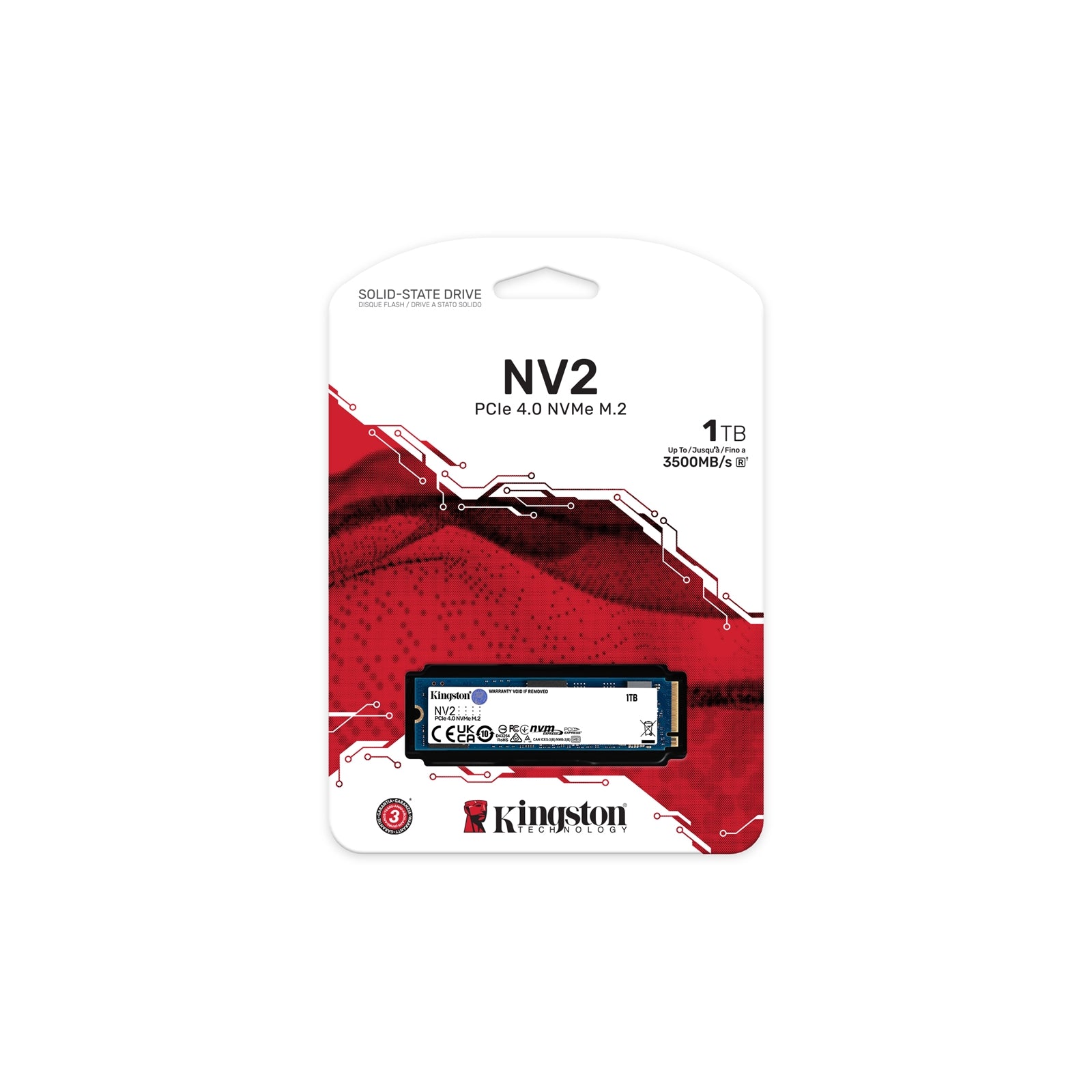Kingston 1TB NV2 M.2 NVMe SSD, M.2 2280, PCIe4, R/W 3500/2100 MB/s