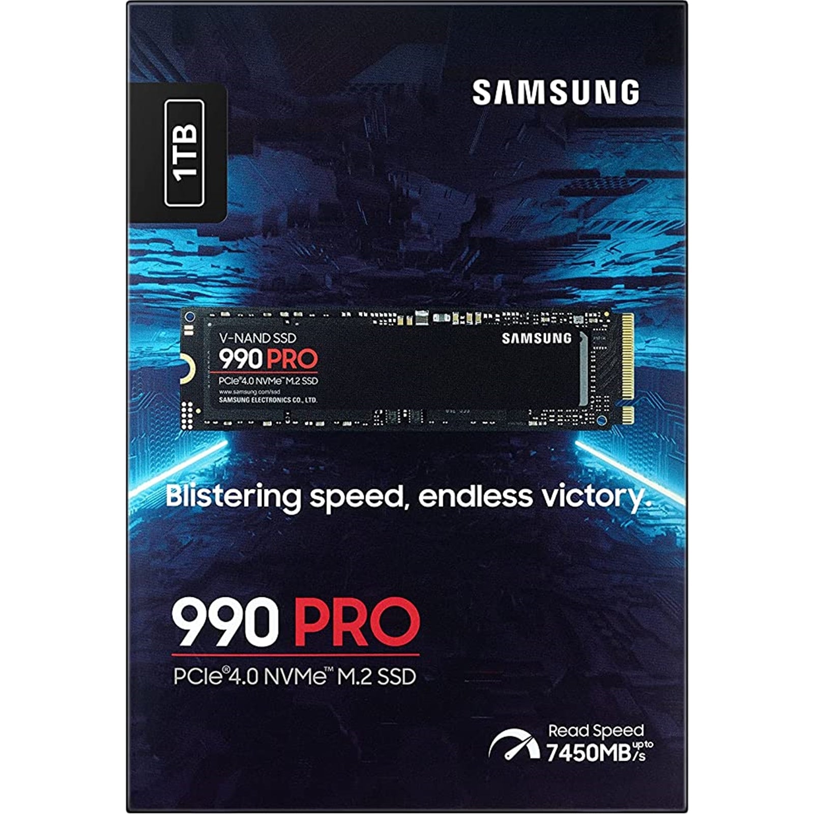 Samsung 990 PRO(MZ-V9P1T0BW) 1TB NVMe SSD, PCIe Gen4, M.2 Interface, 2280, Read 7450 MB/s, Write 6900 MB/s, 5 Year Warranty