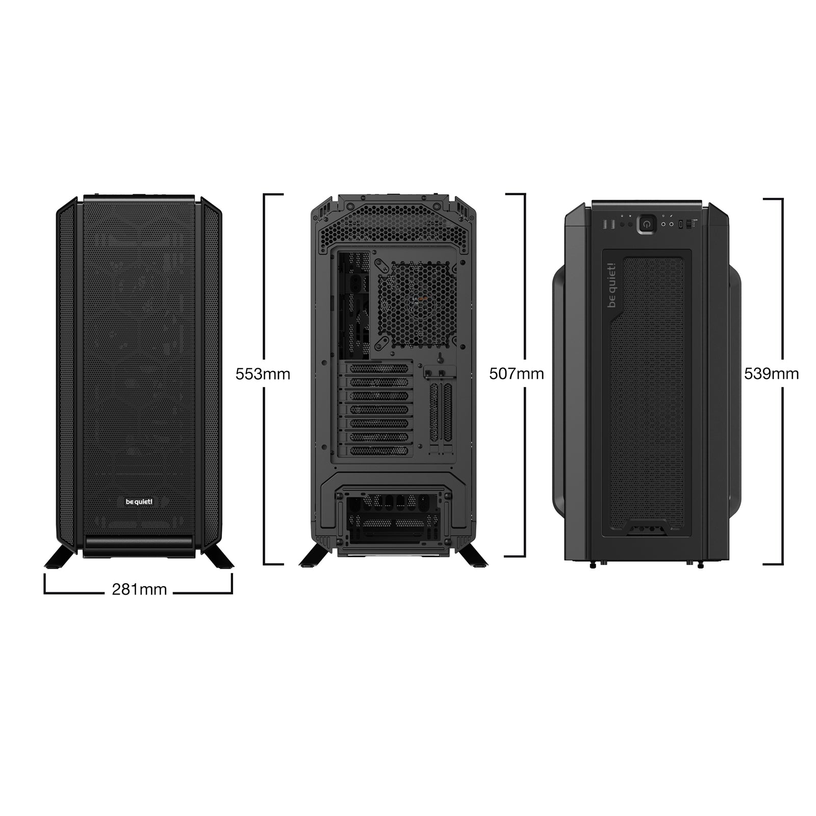 be quiet! Silent Base 802 Case, Black, Mid Tower, 2 x USB 3.2 Gen 1 Type-A / 1 x USB 3.2 Gen 2 Type-C, 10mm Front & Side Sound-Dampening Mats, 3 x Pure Wings 2 140mm Black PWM Fans Included, Interchangeable Top & Front Panels