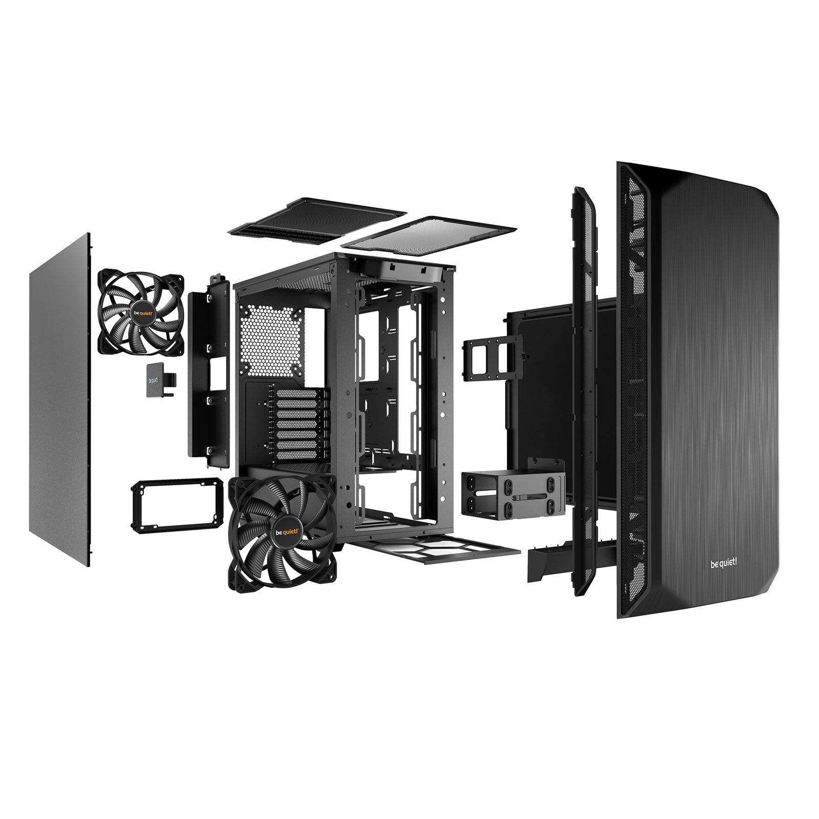 be quiet! Pure Base 500 Case, Black, Mid Tower, 2 x USB 3.2 Gen 1 Type-A, 2 x Pure Wings 2 140mm Black PWM Fans Included, Exchangeable Top Cover for Silent or High Performance, Insulation Mats on Front, Sides & Top