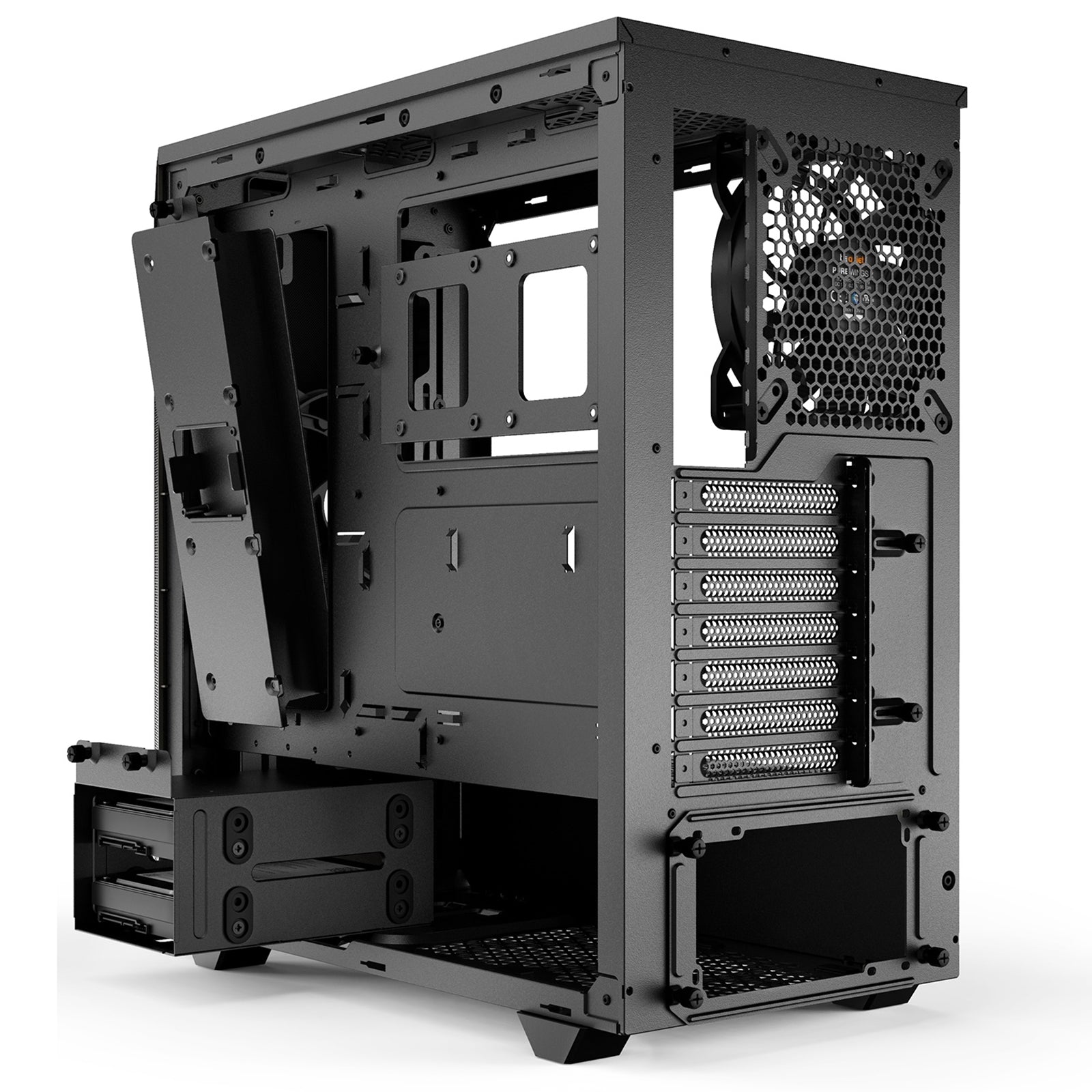 be quiet! Pure Base 500 Case, Black, Mid Tower, 2 x USB 3.2 Gen 1 Type-A, 2 x Pure Wings 2 140mm Black PWM Fans Included, Exchangeable Top Cover for Silent or High Performance, Insulation Mats on Front, Sides & Top
