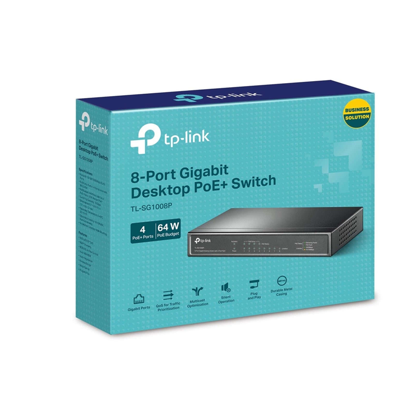 TP-Link TL-SG1008P 8-Port Metal Gigabit Desktop PoE Switch with 4-Port PoE+ (64W)
