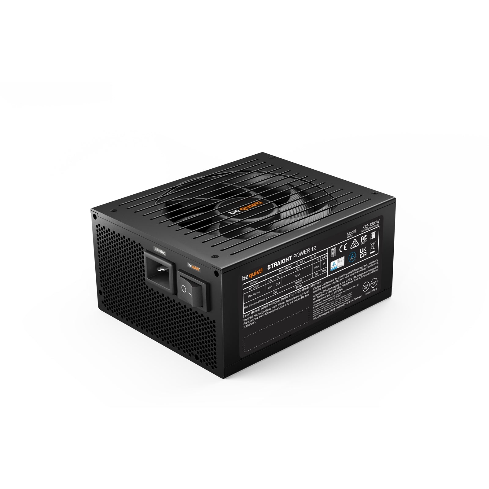 Be Quiet! 1500W Straight Power 12 PSU, Fully Modular, 80+ Platinum, Silent Wings Fan, ATX 3.0, PCIe 5.0