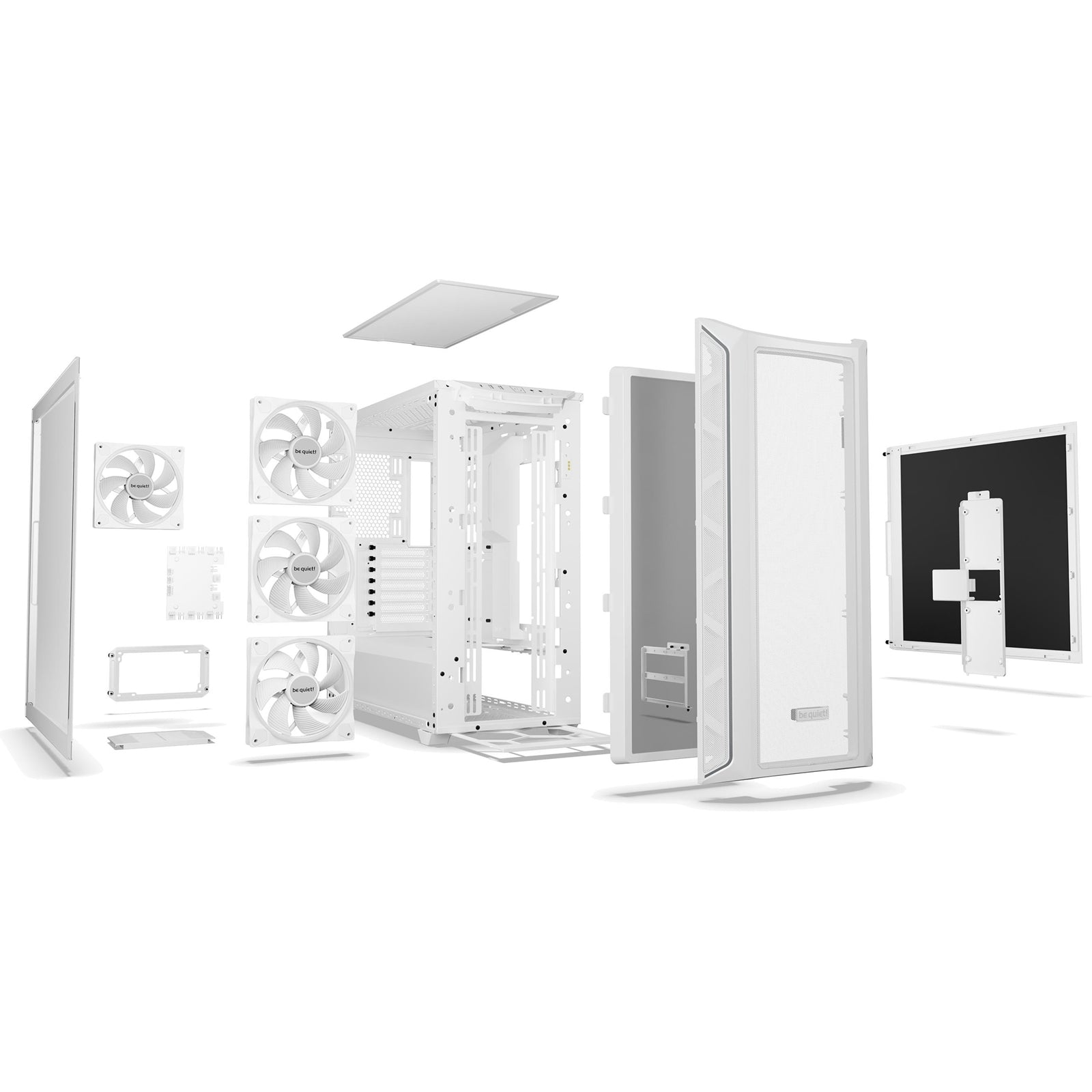 be quiet! Shadow Base 800 FX ARGB White Mid Tower Chassis, Addressable RGB LEDs, 4x 140mm Fans, mITX/mATX/ATX/EATX