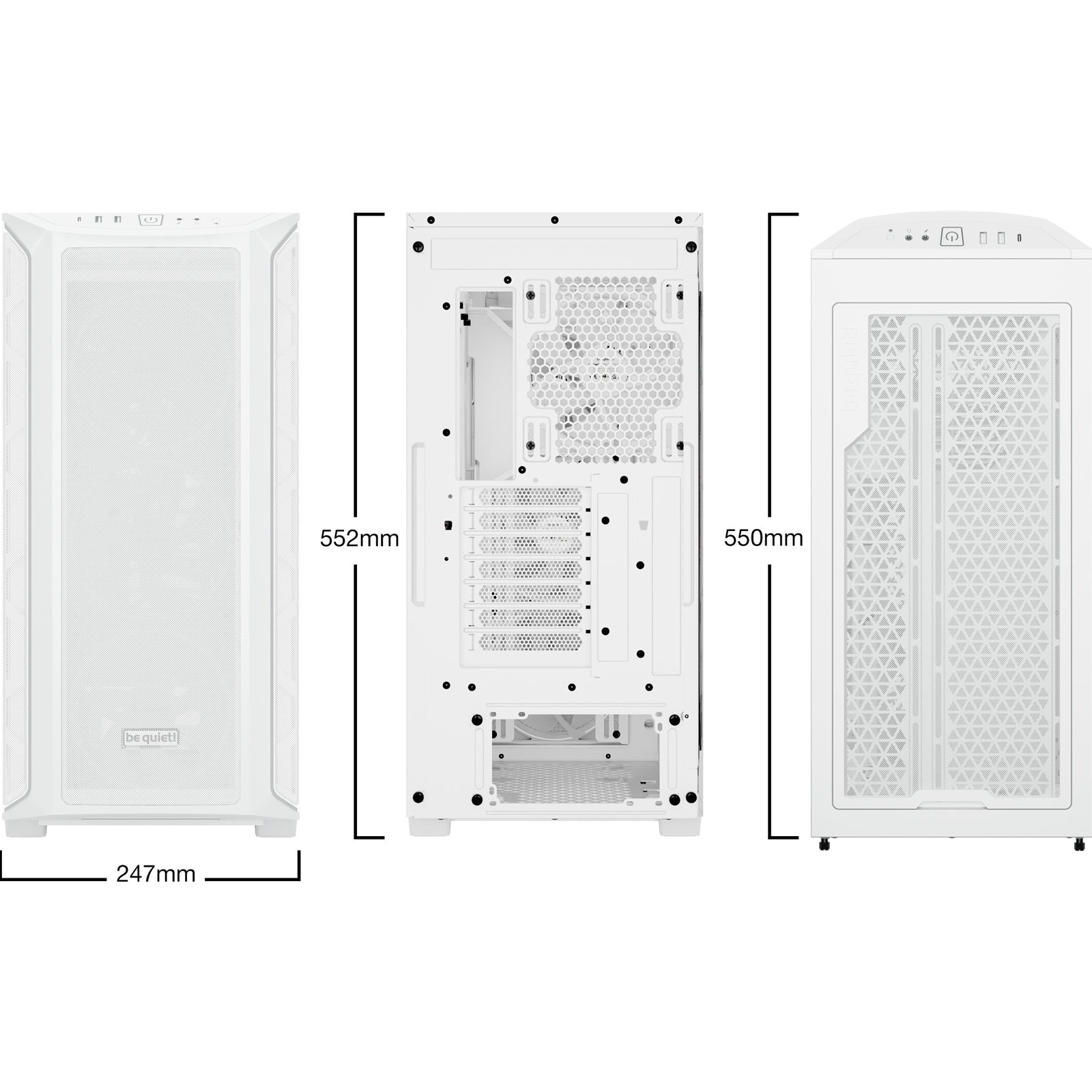 be quiet! Shadow Base 800 FX ARGB White Mid Tower Chassis, Addressable RGB LEDs, 4x 140mm Fans, mITX/mATX/ATX/EATX