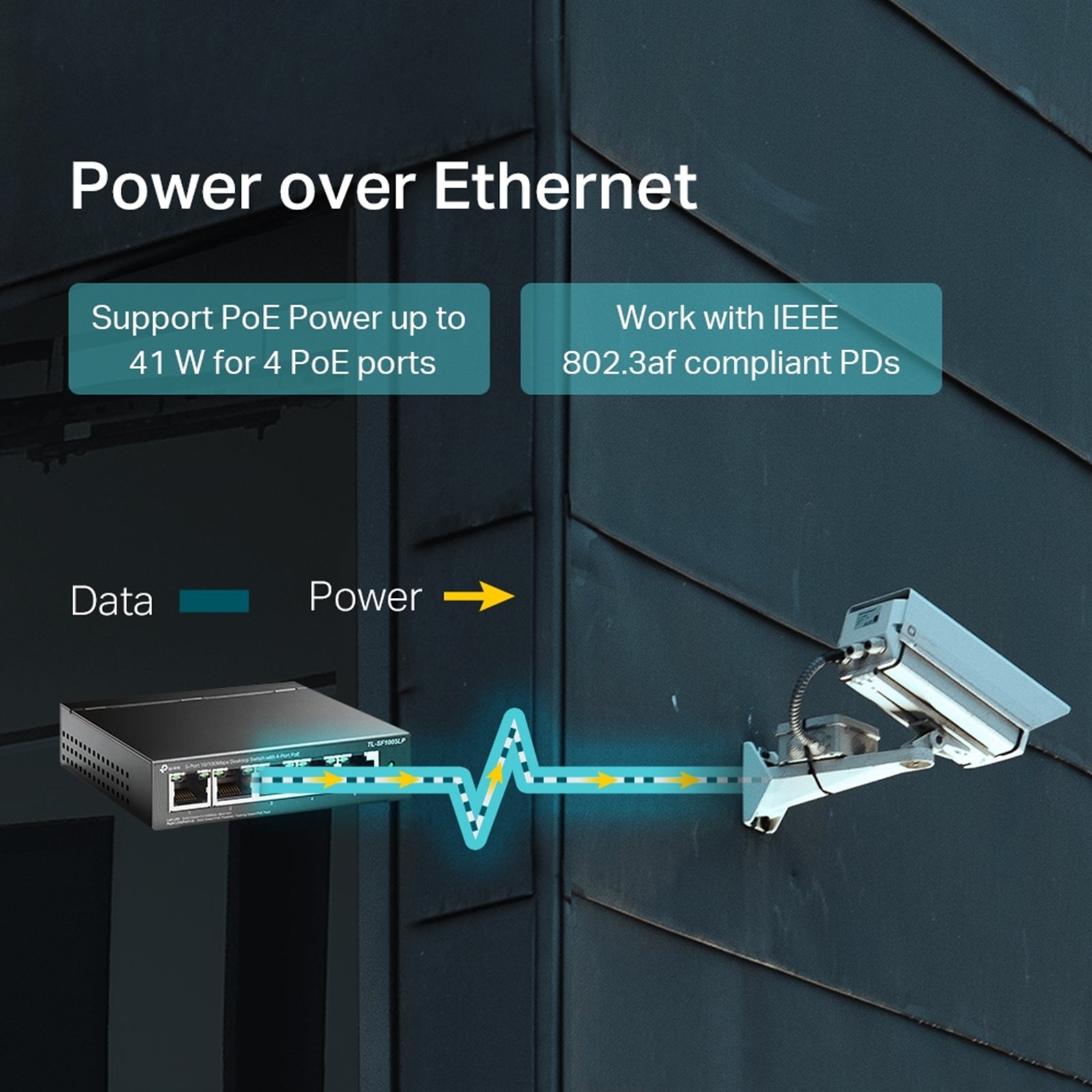 TP-Link TL-SF1005P 5-Port 10/100Mbps Metal Desktop PoE Switch with 4-Port PoE (58W)