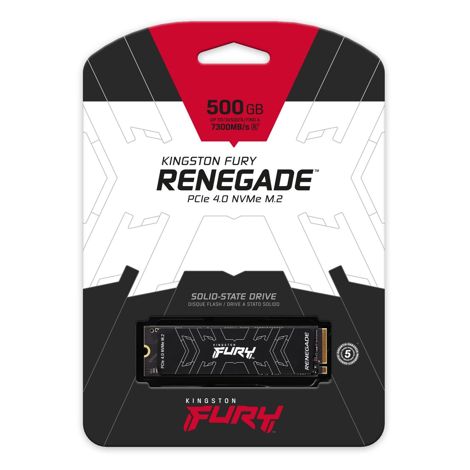 Kingston 500GB Fury Renegade Gen4 M.2 NVMe SSD, M.2 2280, PCIe4, 3D TLC NAND, R/W 7300/3900 MB/s, 450K/900K IOPS, Aluminium Heatspreader