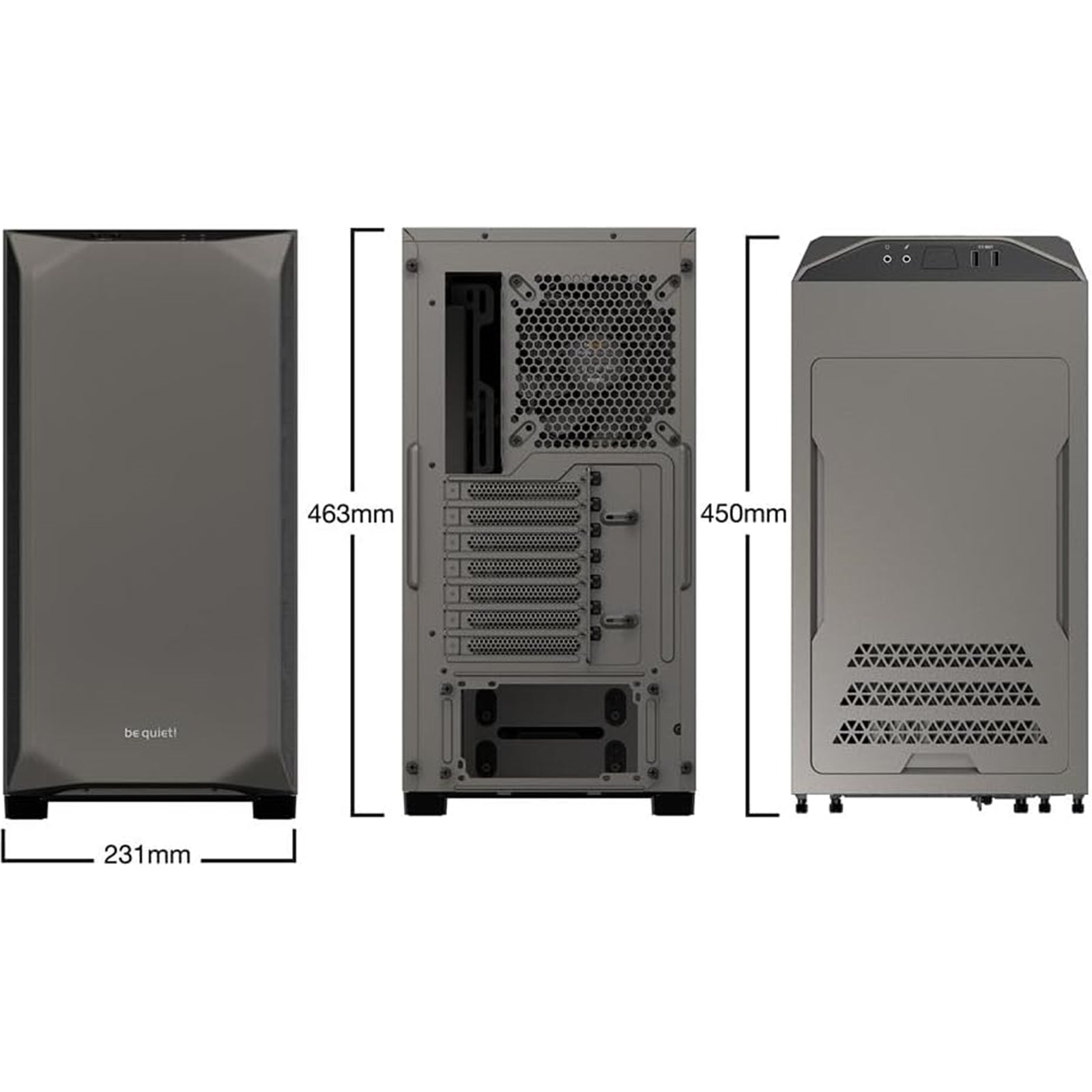 Be Quiet! Pure Base 500 Gaming Case, ATX, 2 x Pure Wings 2 Fans, PSU Shroud, Metallic Grey