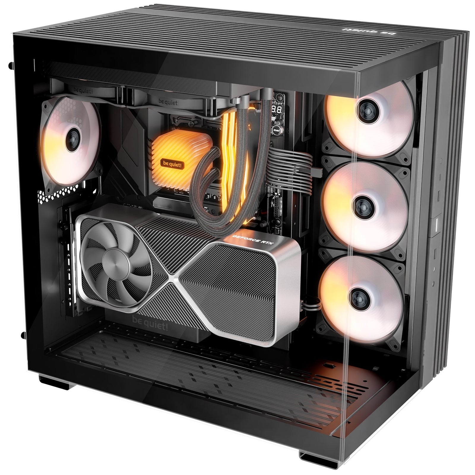 be-quiet! Light Base 600 LX, Black, Midi-Tower ATX Case, Massive ARGB LED Strip, Full Windowed Design, 4x Light Wings LX 120mm PWM fans included