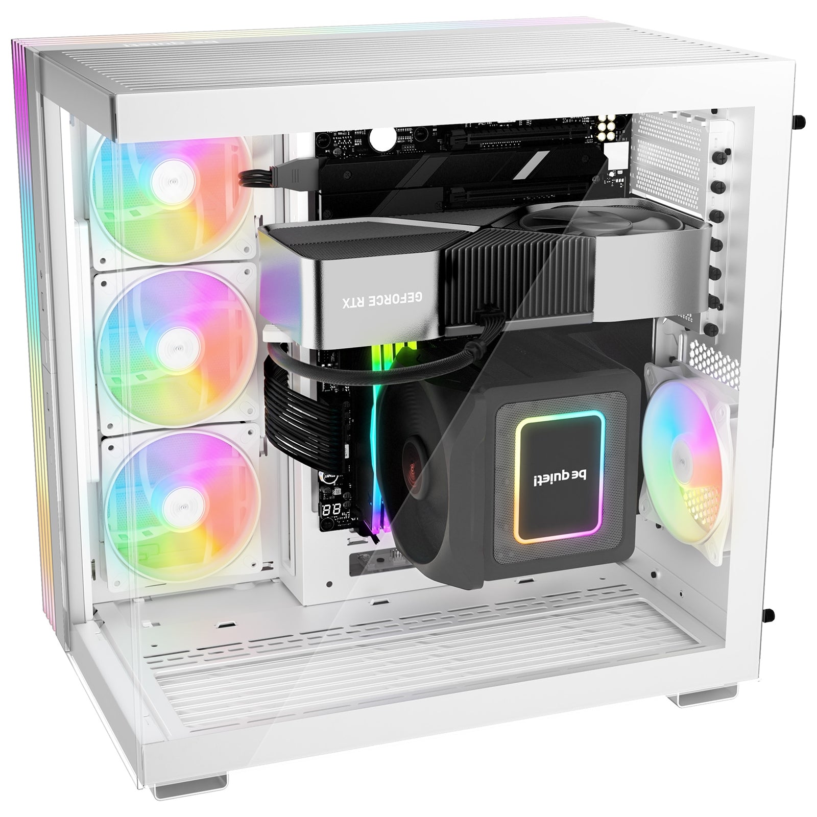be-quiet! Light Base 600 LX, White, Midi-Tower ATX Case, Massive ARGB LED Strip, Full Windowed Design, 4x Light Wings LX 120mm PWM fans included