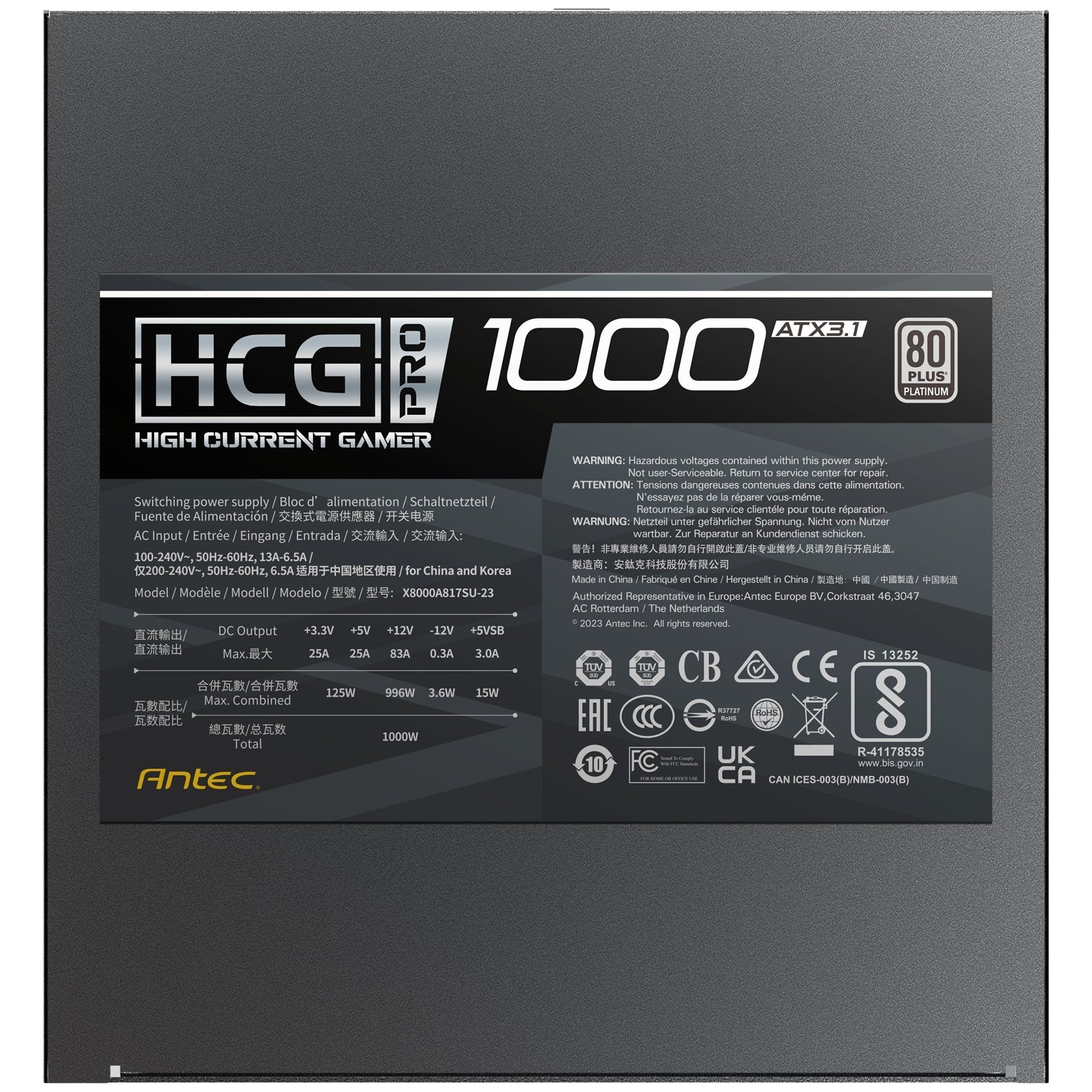 Antec HCG1000 PRO Platinum ATX 3.1 Power Supply - 1000W, Fully Modular, 80 PLUS Platinum Certified, Silent Fan, High-Performance Gaming PSU