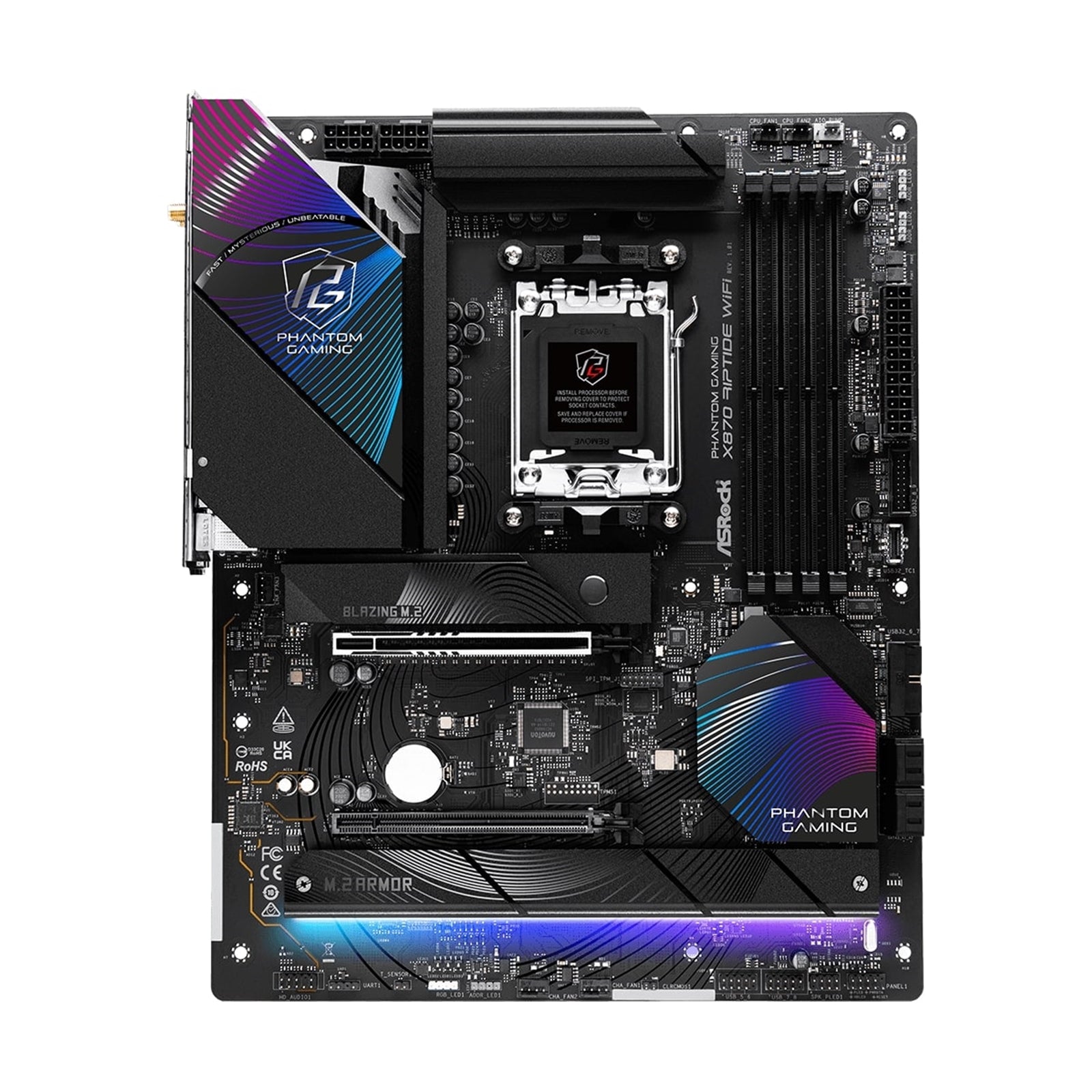 Asrock X870 RIPTIDE WIFI, AMD X870, AM5, ATX, 4 DDR5, HDMI, 2 USB4, Wi-Fi 7, 2.5G LAN, RGB, 3x M.2
