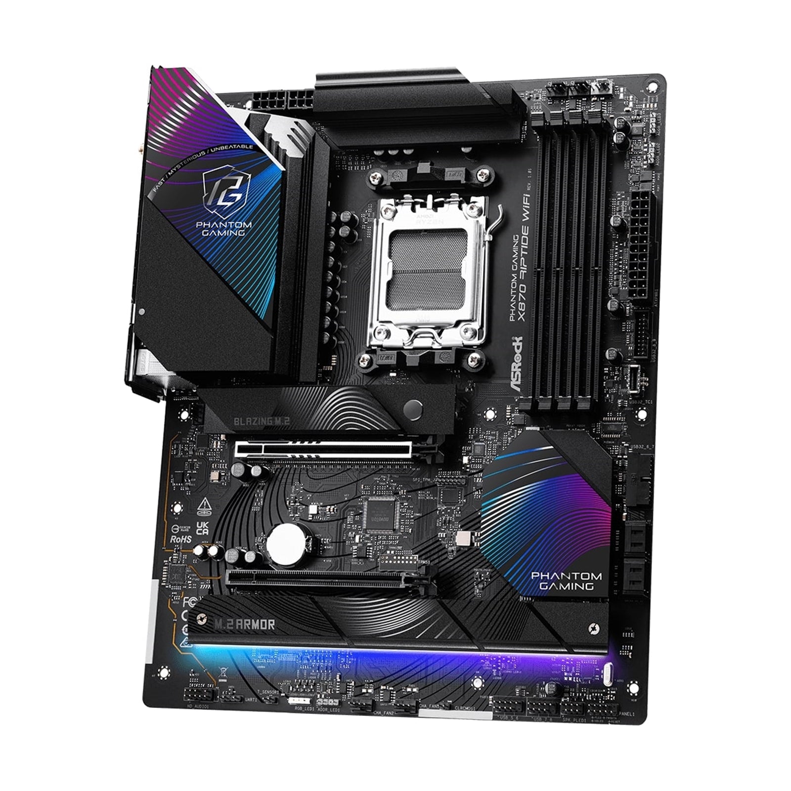 Asrock X870 RIPTIDE WIFI, AMD X870, AM5, ATX, 4 DDR5, HDMI, 2 USB4, Wi-Fi 7, 2.5G LAN, RGB, 3x M.2