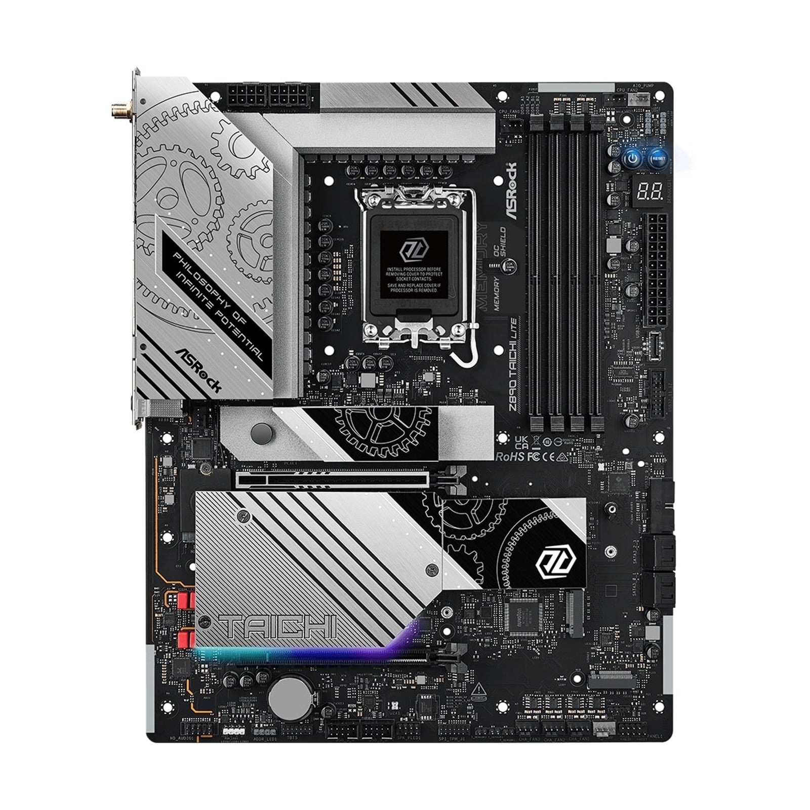 Asrock Z890 TAICHI LITE, Intel Z890, 1851, ATX, 4 DDR5, HDMI, 2 TB4, Wi-Fi 7, 5G & 2.5G LAN, RGB, 6x M.2