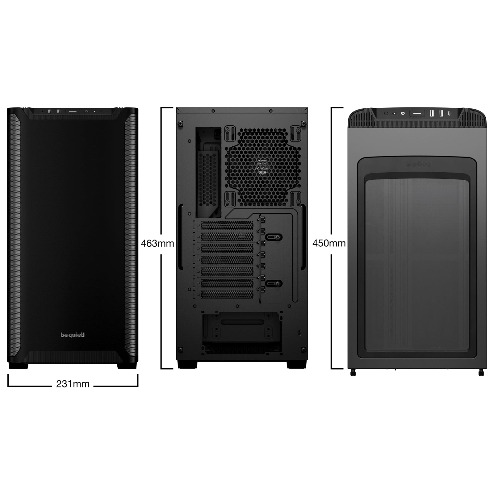 be quiet! Pure Base 501 Case, Black, Mid Tower, 2 x USB Type-A, 1 x USB Type-C, 2 x Pure Wings 2 140mm Black PWM Fans Included, Exchangeable Top Cover for Silent or High Performance, Insulation Mats on Front, Sides & Top