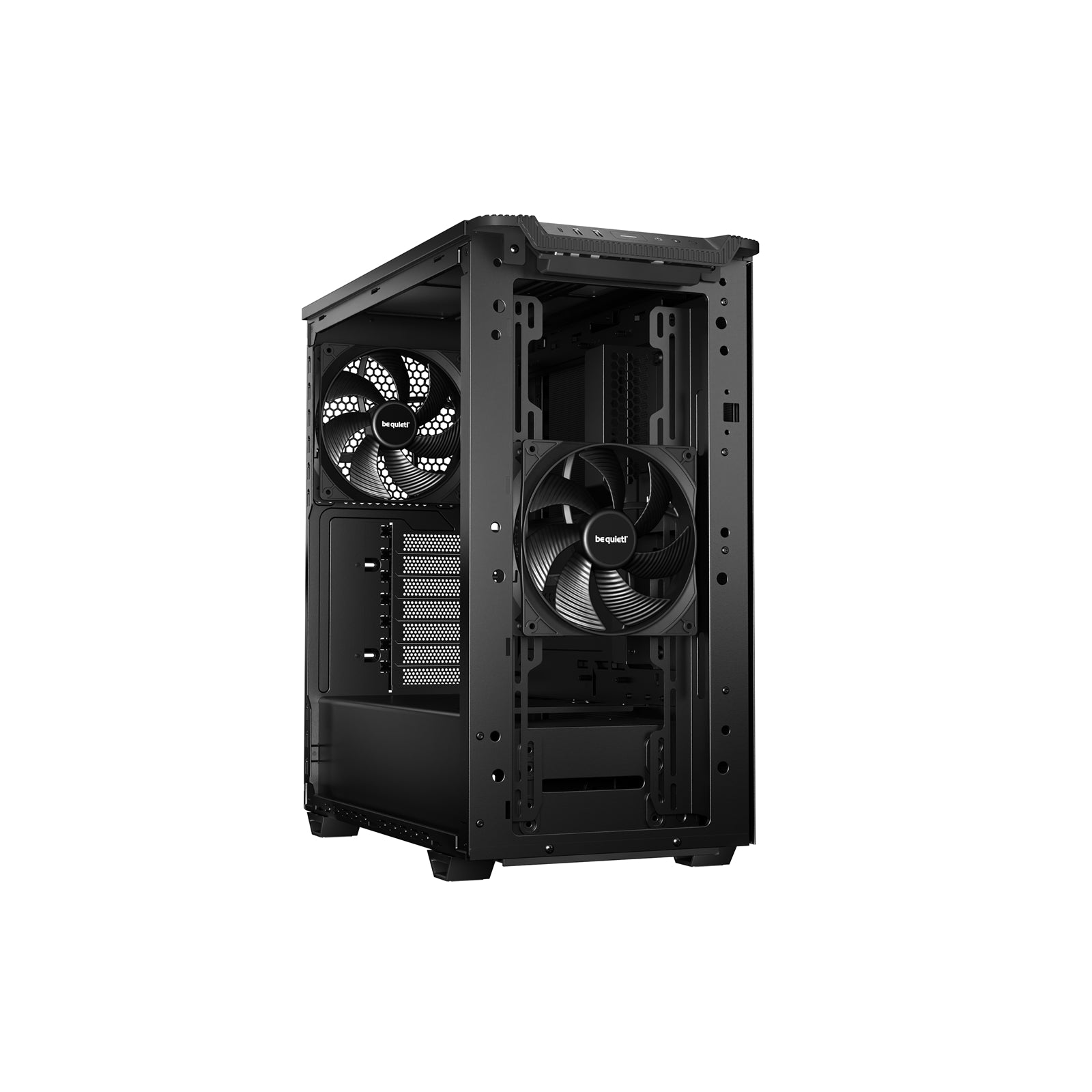 be quiet! Pure Base 501 Case, Black, Mid Tower, 2 x USB Type-A, 1 x USB Type-C, 2 x Pure Wings 2 140mm Black PWM Fans Included, Exchangeable Top Cover for Silent or High Performance, Insulation Mats on Front, Sides & Top
