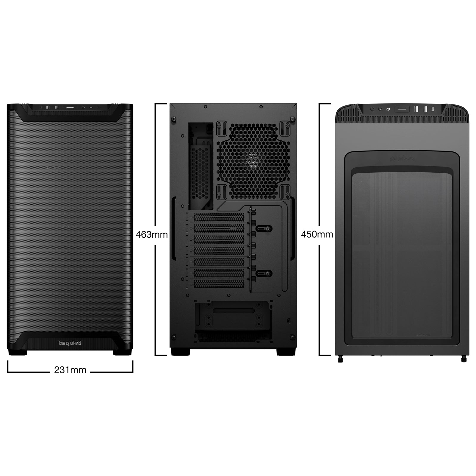 be quiet! Pure Base 501 Airflow Black ATX Mid Tower Case with USB-A, USB-C, 2 x Pure Wings 2 140mm Black PWM Fans, Sleek Front Panel and Airflow Cover