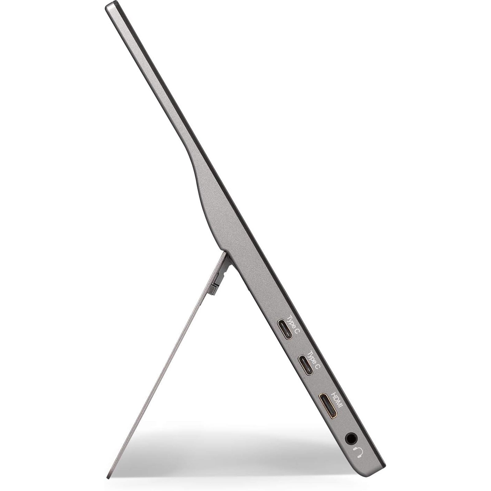 Viewsonic TD1655 16-Inch USB-C Multi-Touch, IPS Portable Monitor, 1920x1080, 60Hz, Mini HDMI, Speakers, 6.5ms, Metallic with Foldable Stand, Pivotable Display