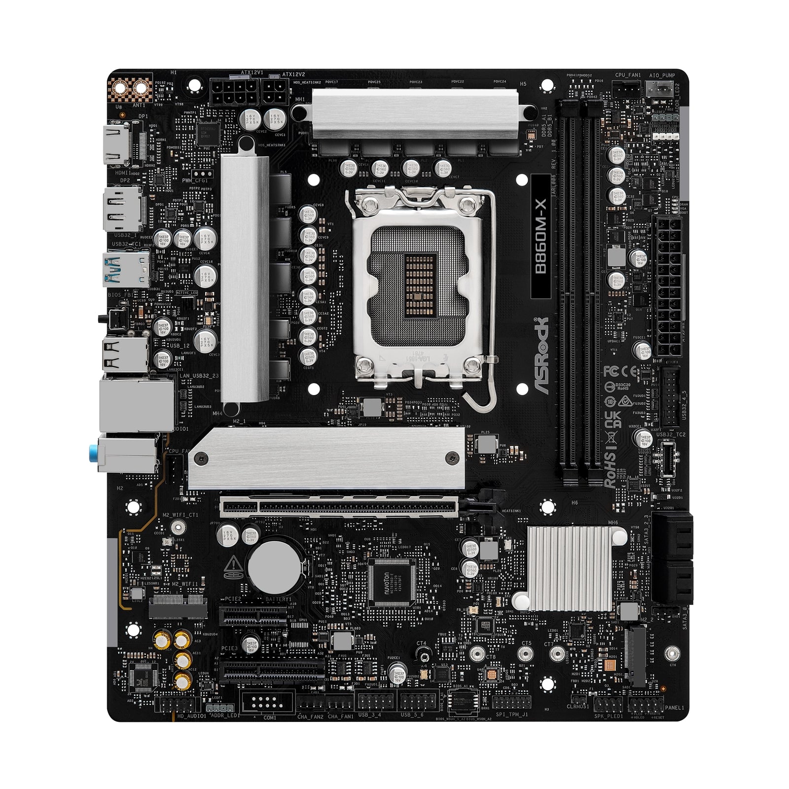Asrock B860M-X, Intel B860, 1851, Micro ATX, 2 DDR5, HDMI, DP, 2.5G LAN, 2x M.2
