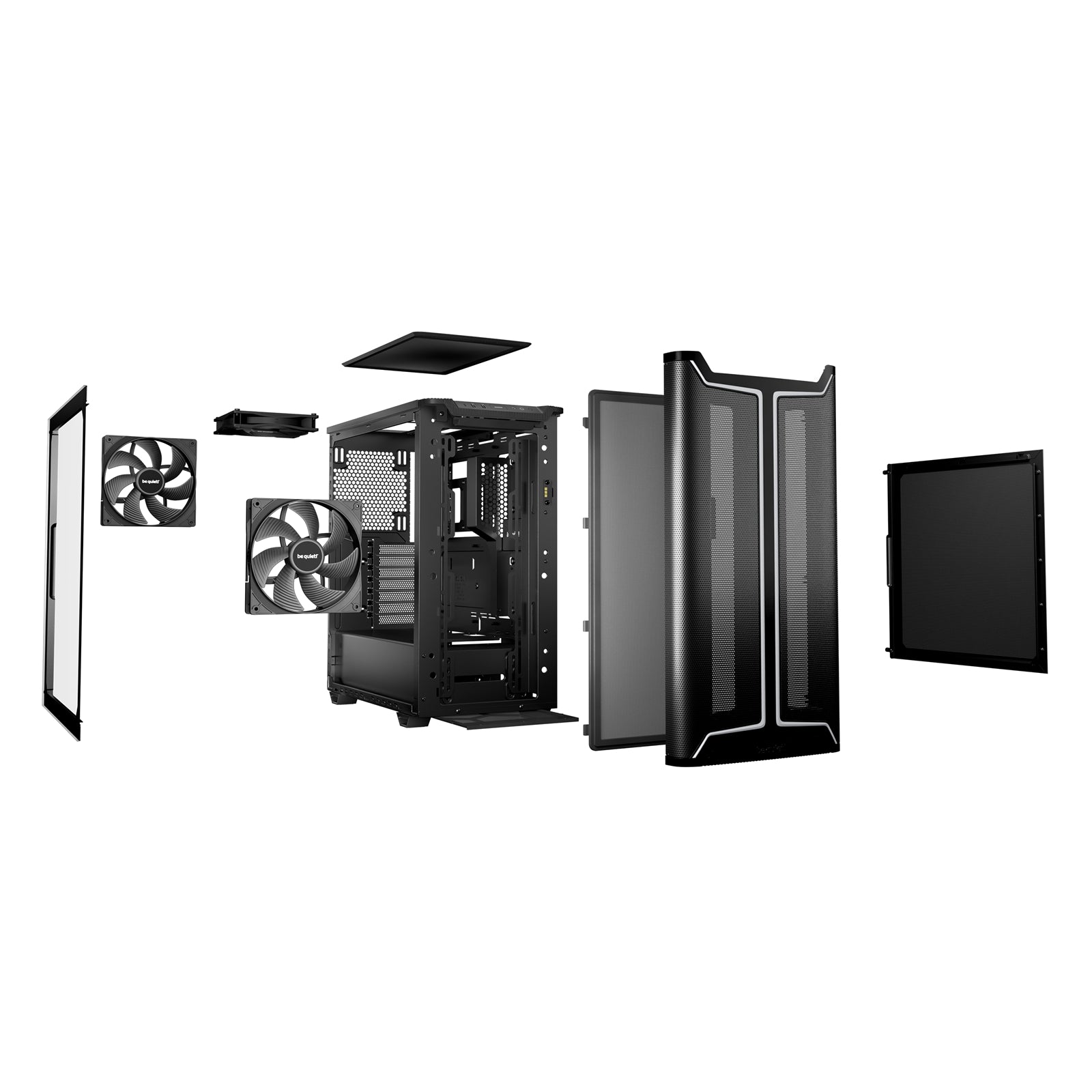 be quiet! Pure Base 501 DX Airflow Window Black ATX Mid Tower ARGB Case with USB-A, USB-C, 3 x Pure Wings 3 140mm Black PWM Fans