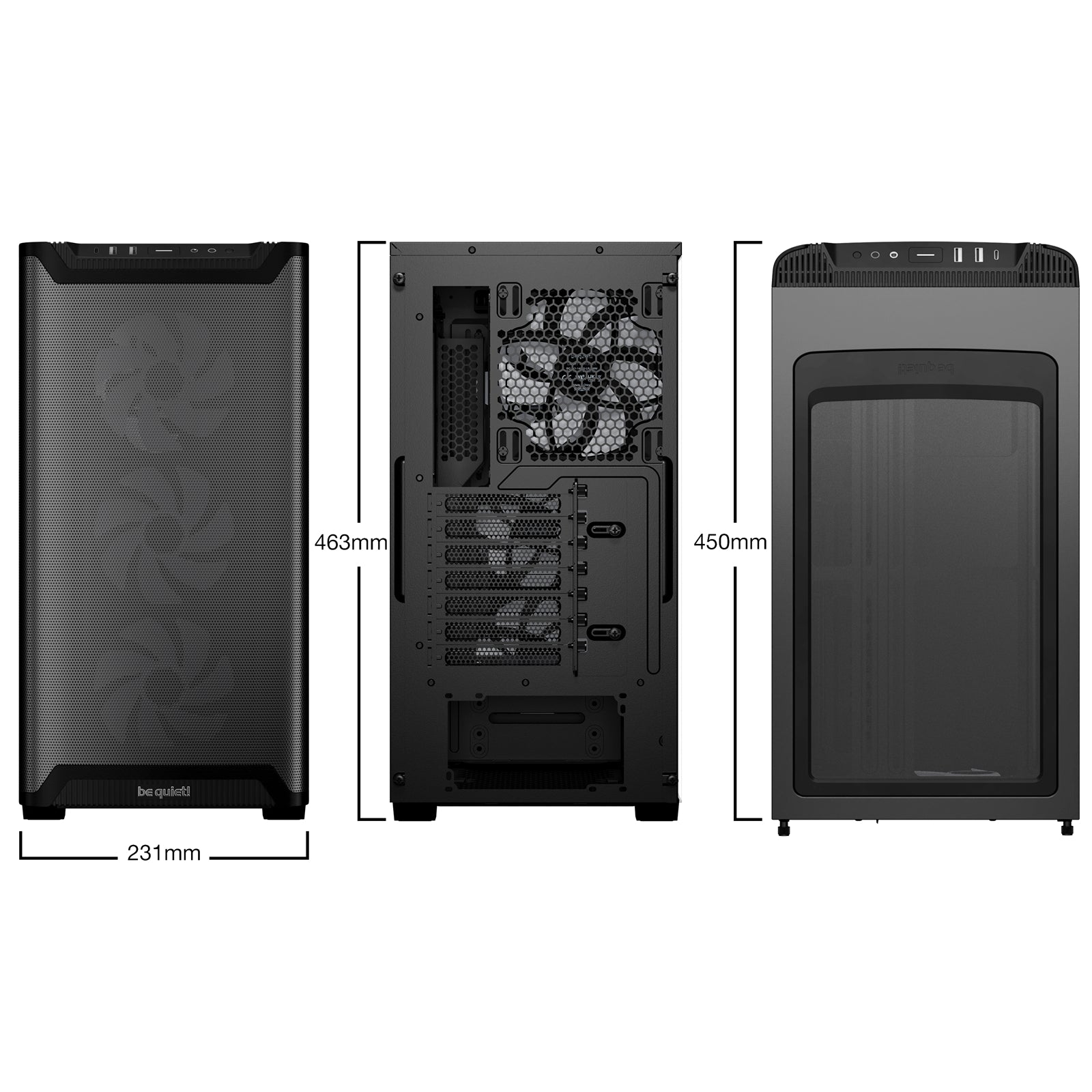 be quiet! Pure Base 501 LX Airflow Window Black ATX Mid Tower Case with USB-A, USB-C, 4 x Light Wings LX Black ARGB PWM Fans