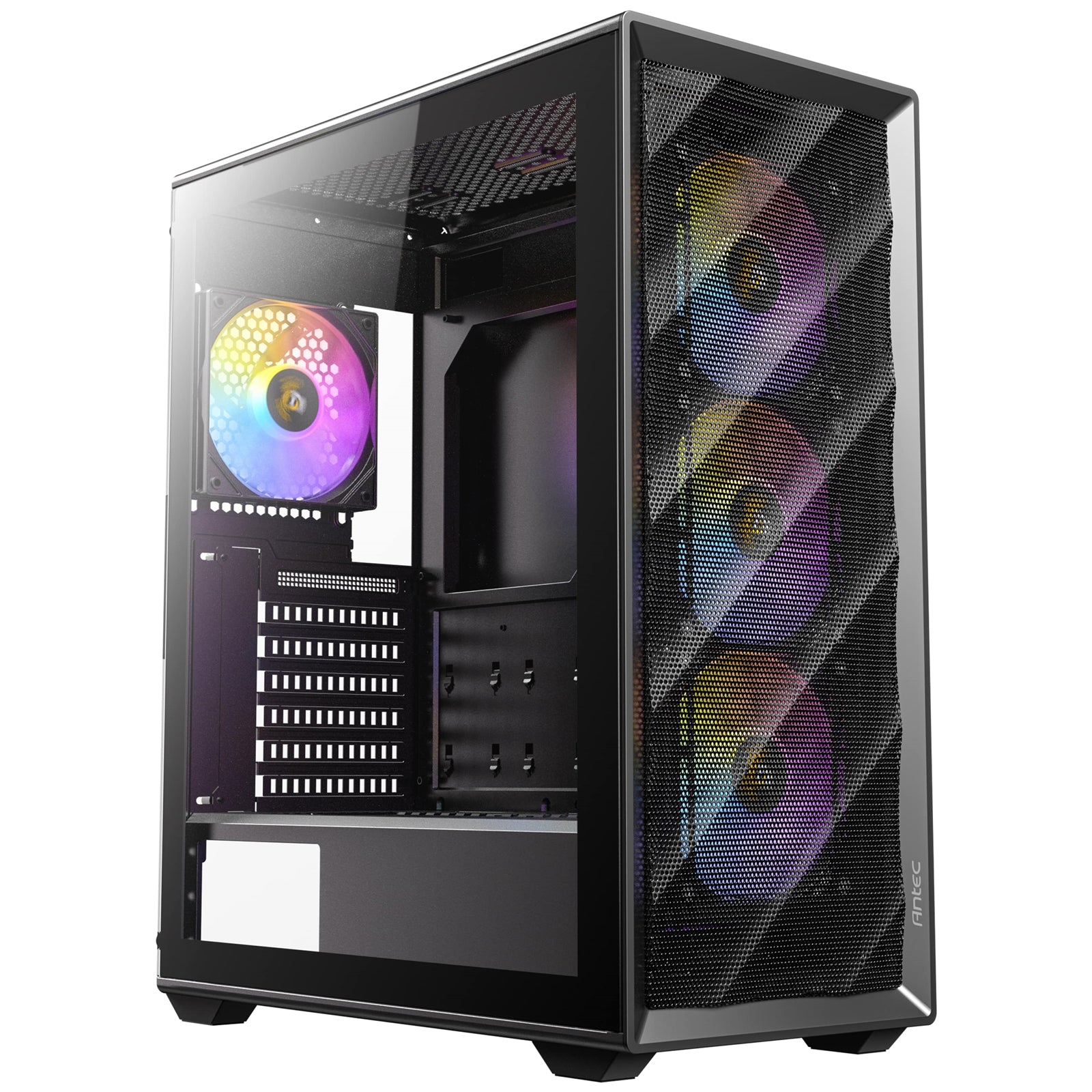 ANTEC AX85 ARGB Case, Black, Mid Tower, 2 x USB 3.0, Tempered Glass Side WIndow Panel, Large Mesh Front Panel for Excellent Cooling Performance, 4 x Addressable RGB Fans Included