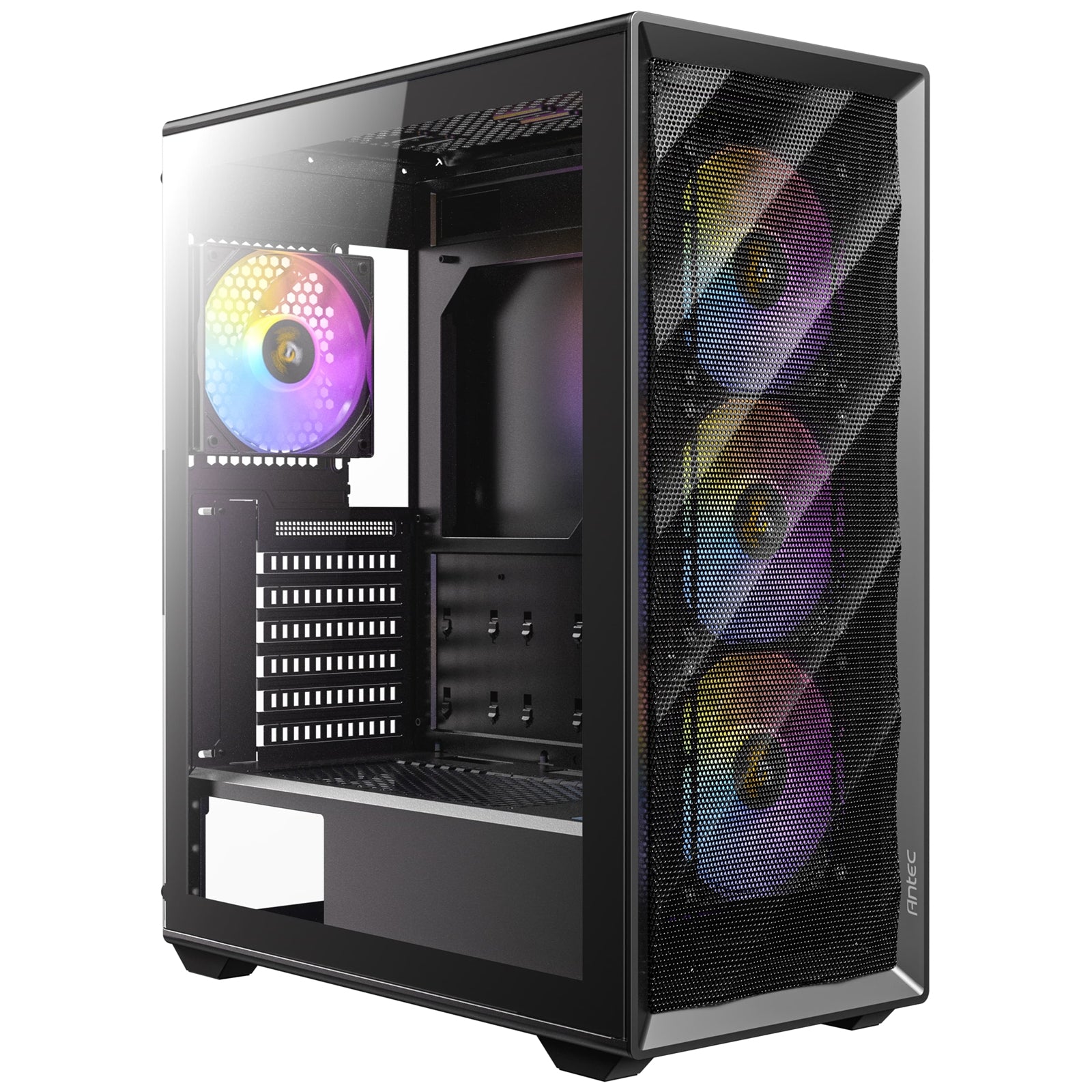 ANTEC AX85 ARGB Case, Black, Mid Tower, 2 x USB 3.0, Tempered Glass Side WIndow Panel, Large Mesh Front Panel for Excellent Cooling Performance, 4 x Addressable RGB Fans Included