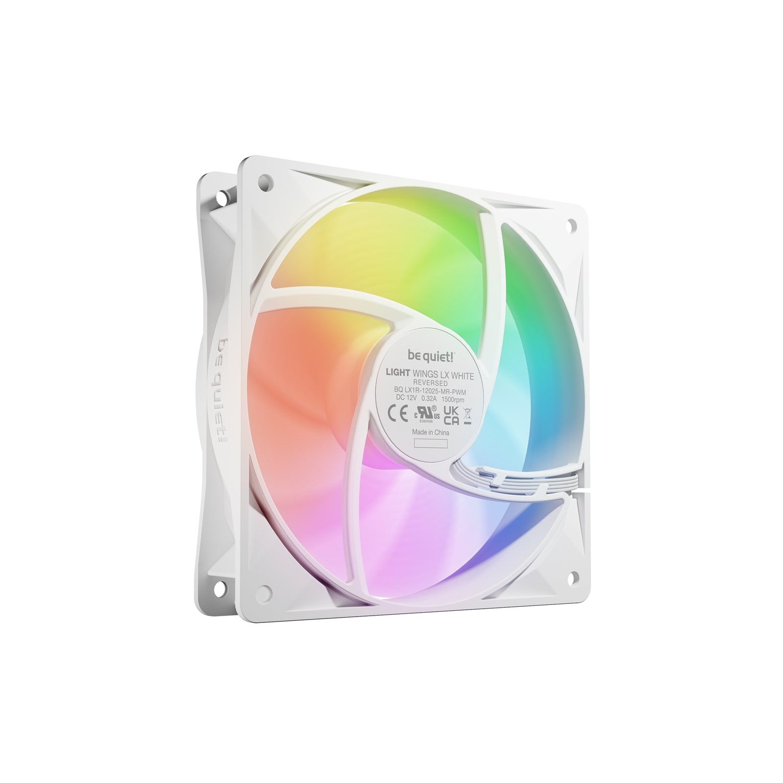 be quiet! Light Wings LX 120mm PWM Reverse, White, ARGB Lighting, High Airflow, 60,000 Hours, 3 year warranty