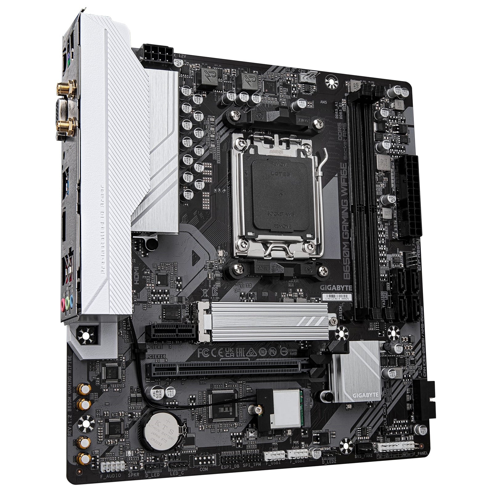 Gigabyte B650M GAMING WIFI6E (rev. 1.2) AMD AM5 Socket Motherboard, 2 x DDR5 DIMM Slots, 1 x M.2 Sockets, 2.5GbE LAN, 2.5GbE LAN ,  1 x D-Sub Post / 1x HDMI Port