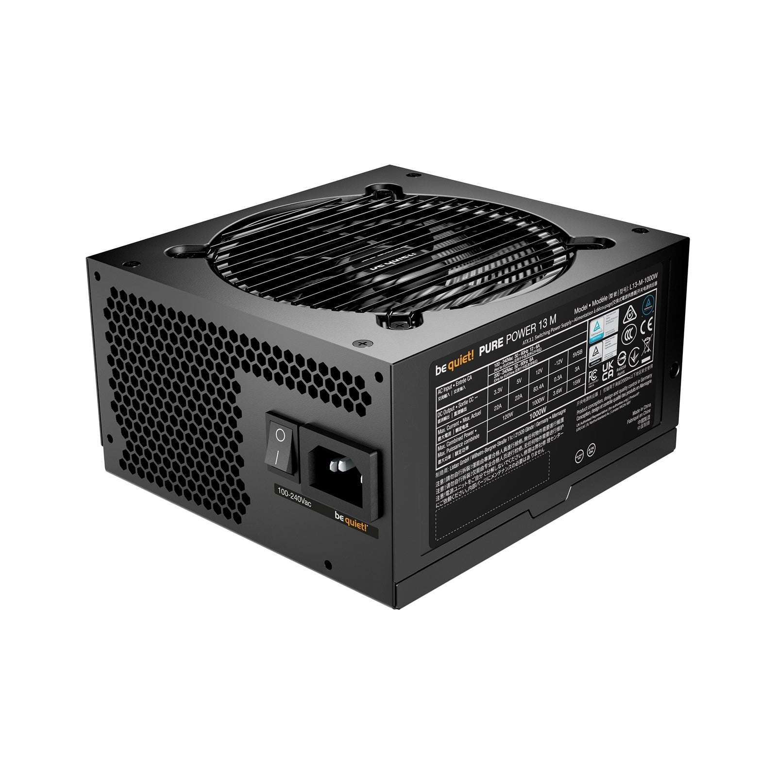 be quiet! Pure Power 13 M 1000W is ATX 3.1 compliant and PCIe 5.1 compatible, 10-year manufacturer's warranty.