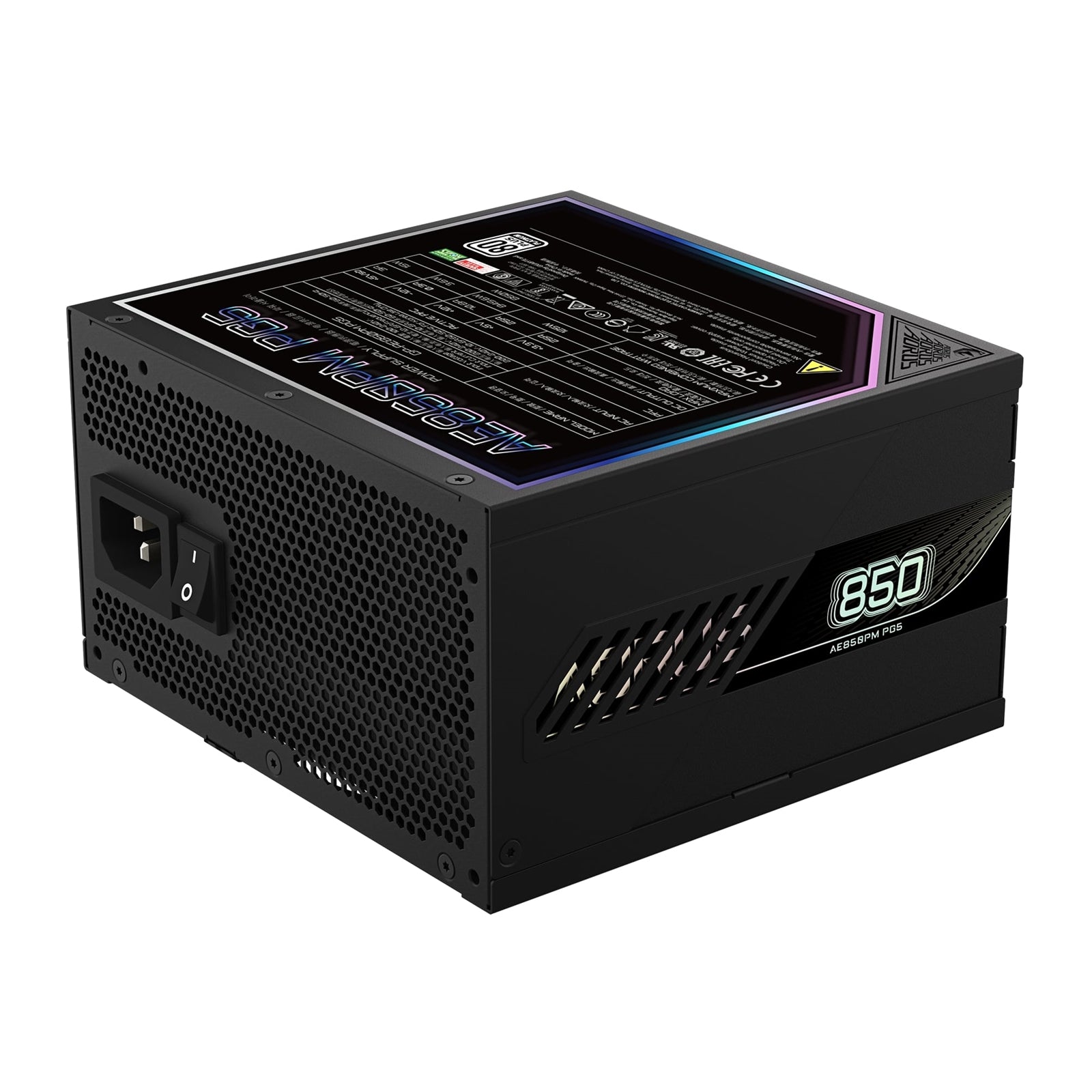 Gigabyte AORUS ELITE 850W PSU - Fully Modular, 80 PLUS Platinum, ATX 3.1, PCIe 5.0 Ready, 12VHPWR, Silent 120mm FDB Fan, 10-Year Warranty