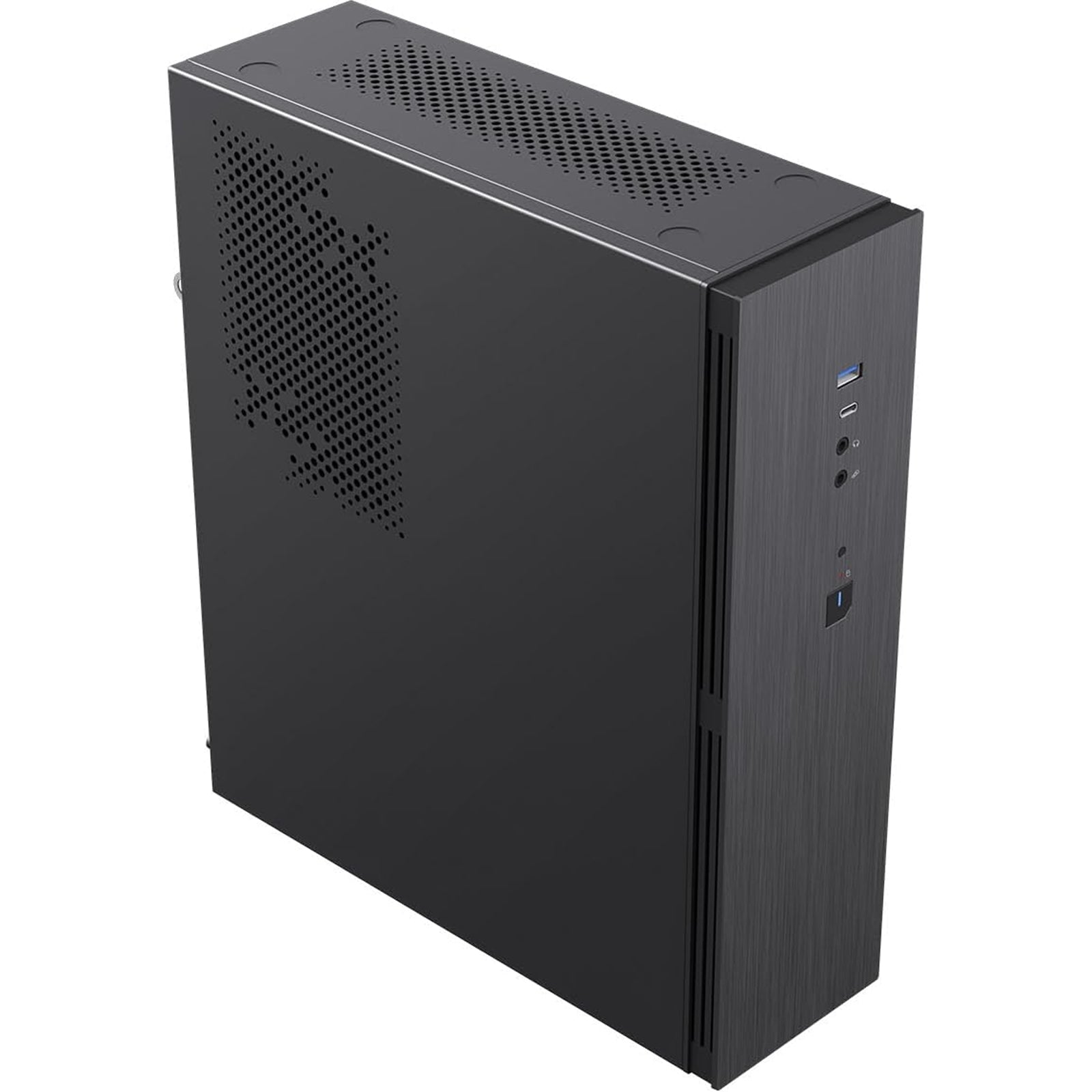 CiT S8i SFF Micro-ATX PC Case - 8.3L Compact Desktop Chassis, Brushed Front, 1 x 80mm Fan, 2 x USB 3.0, TFX PSU Support, Black