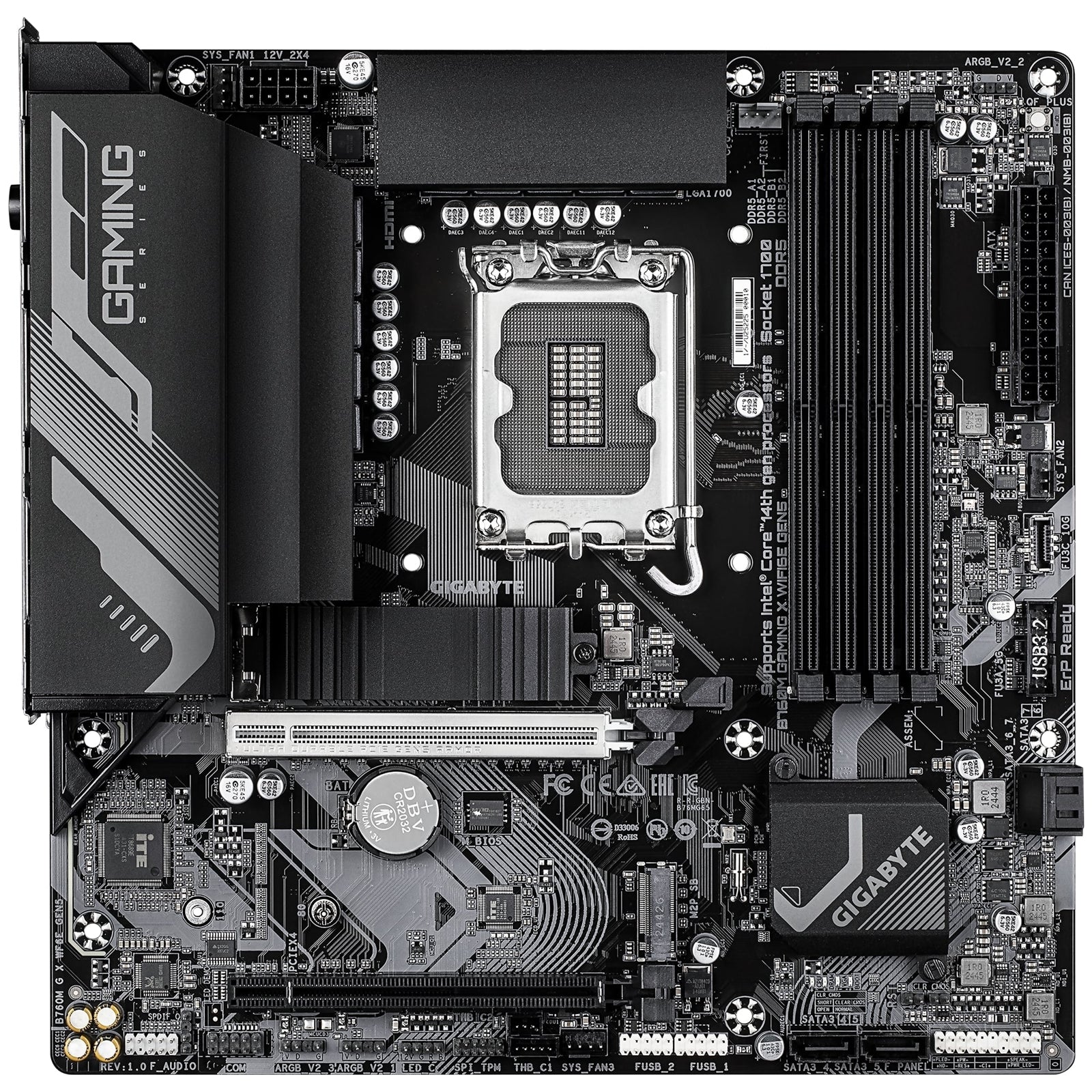 Gigabyte B760M GAMING X WIFI6E GEN 5 INTEL Socket Motherboard, Micro-ATX, 4 x DDR5 Slots, 2x M.2 Socket, GbE LAN, 1 x USB Type C, 1x HDMI Port/ 1 x Display Port