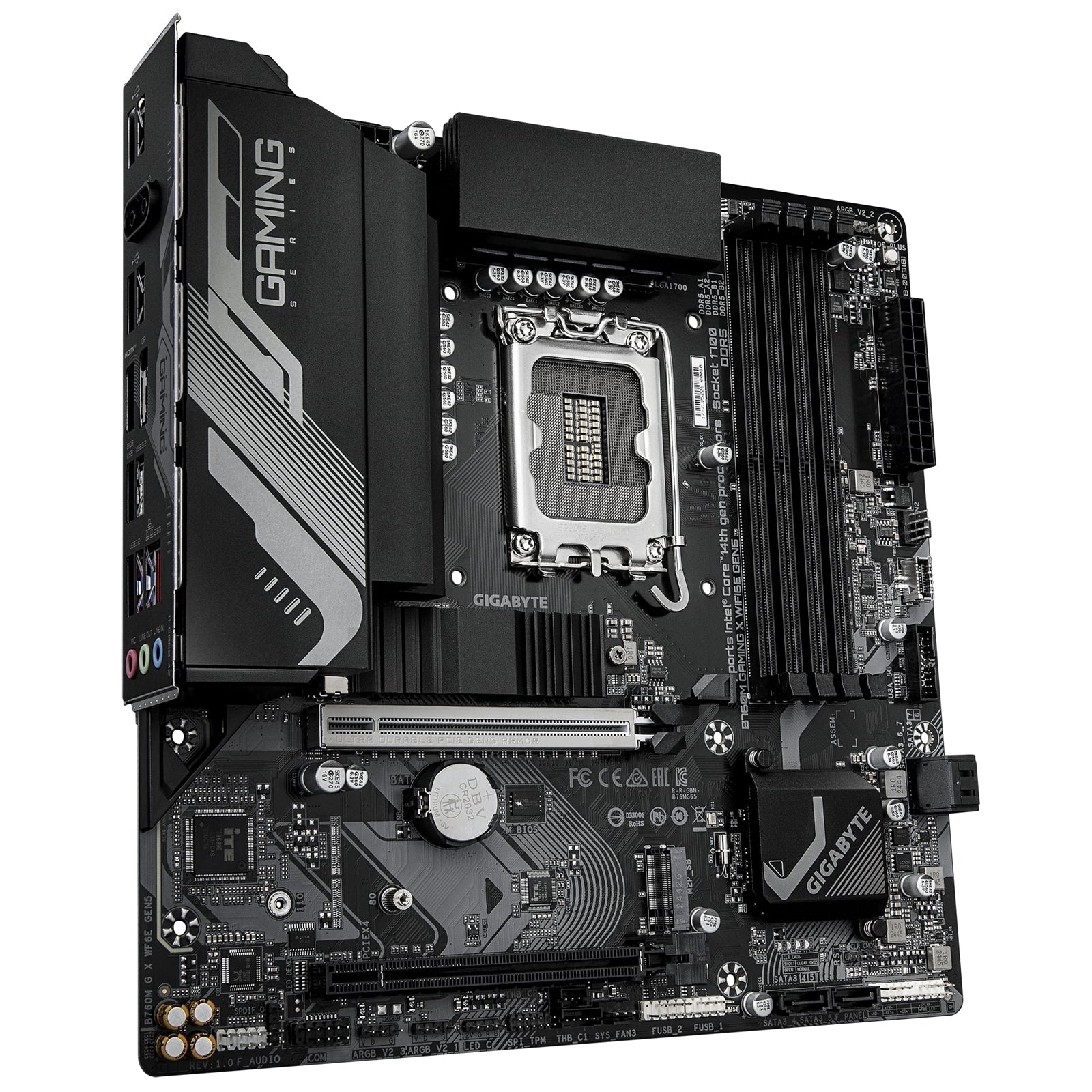 Gigabyte B760M GAMING X WIFI6E GEN 5 INTEL Socket Motherboard, Micro-ATX, 4 x DDR5 Slots, 2x M.2 Socket, GbE LAN, 1 x USB Type C, 1x HDMI Port/ 1 x Display Port