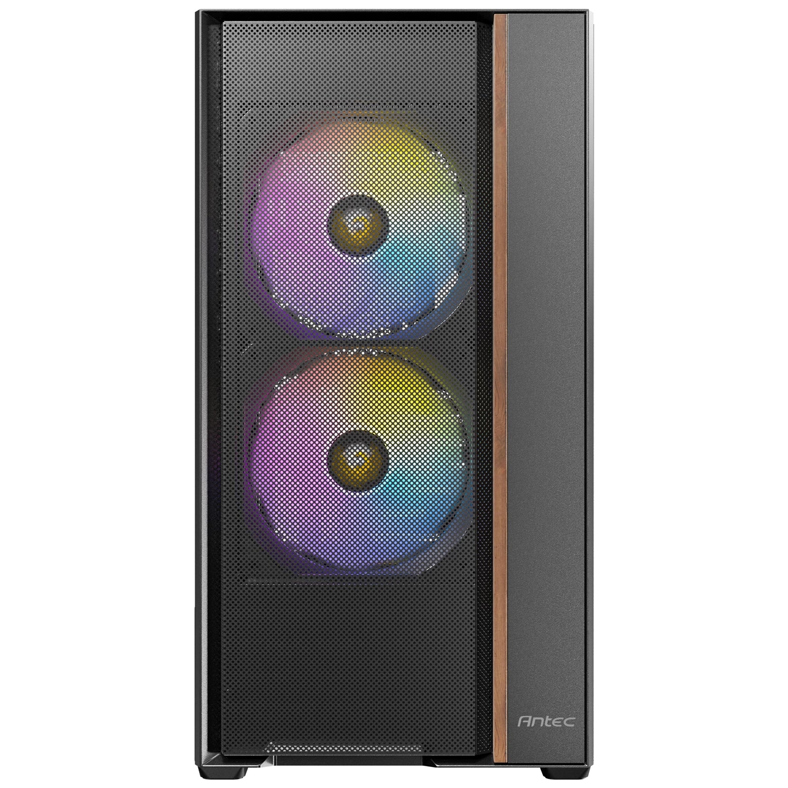 Antec FLUX Rear Mid Tower PC Case - Tempered Glass, Steel/Plastic/Wood, 5 PWM Fans, USB-C, ATX/Mirco-ATX/ITX Compatibility