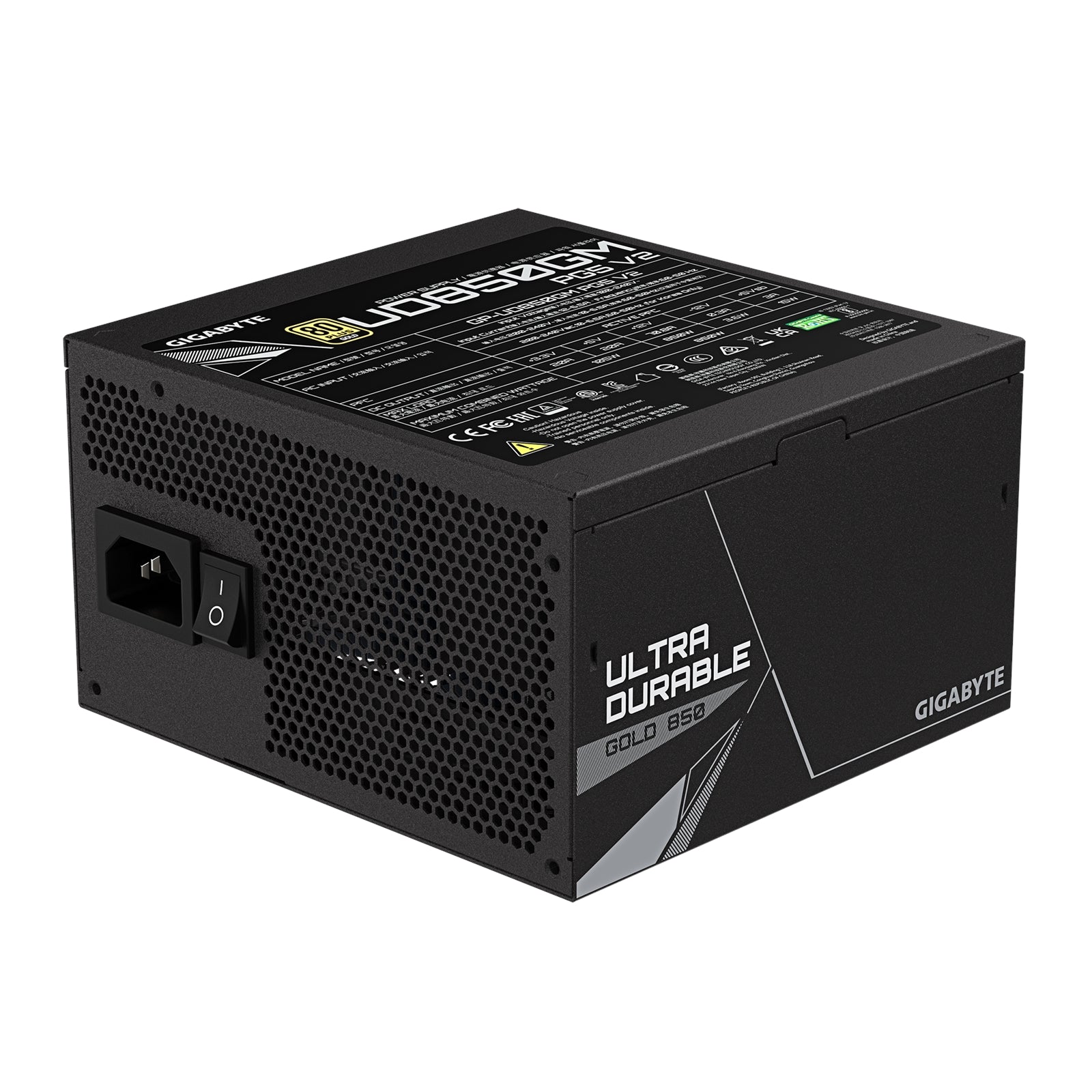 GIGABYTE GP-UD850GM 850W V2, 80 Plus Gold Certified Fully Modular Power Supply, PCIe Gen 5.1, 80 PLUS Gold, Fully Modular Design, 120mm Fan, ATX 3.1 compatible, UK Plug