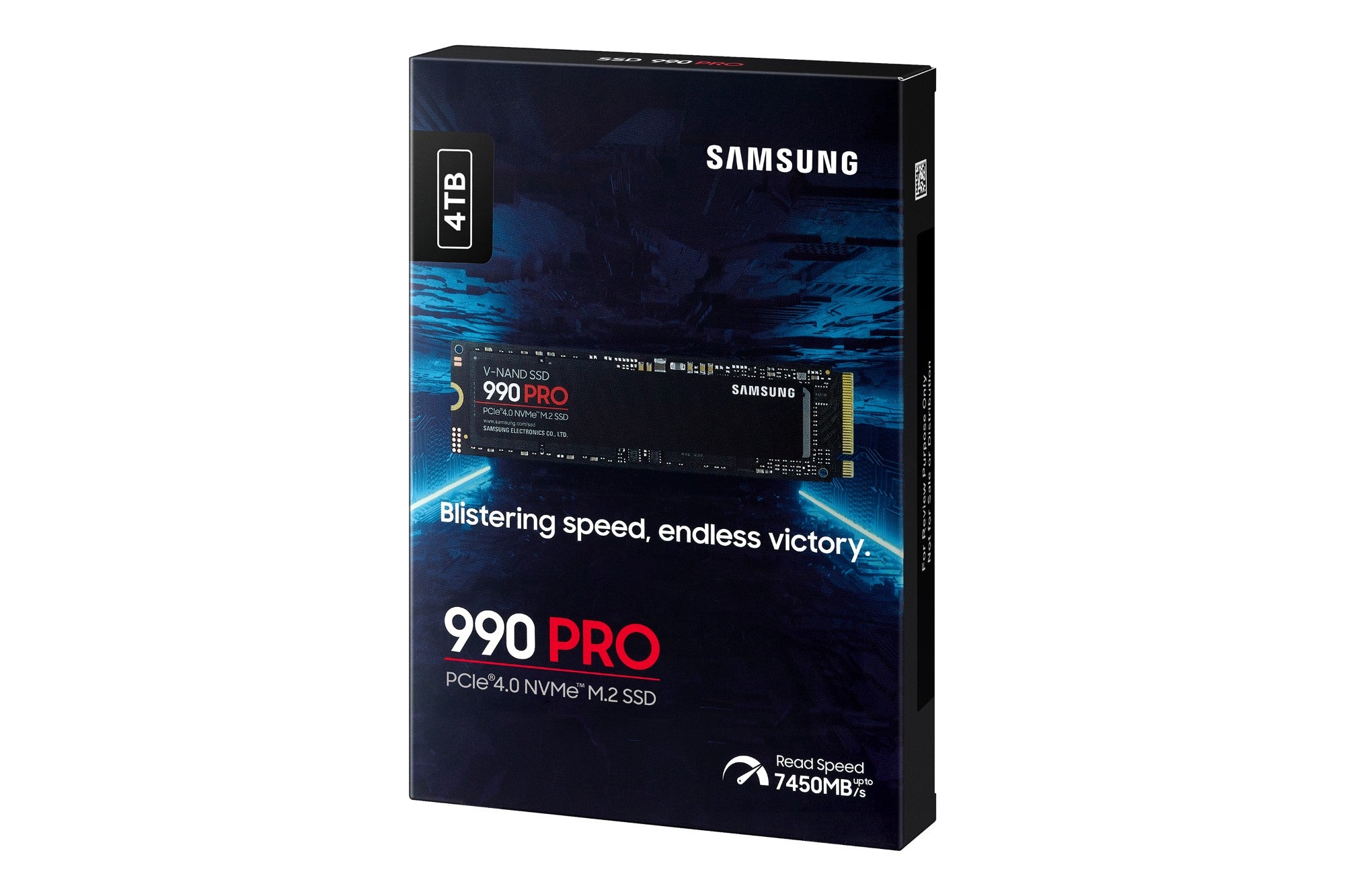 Samsung 990 PRO(MZ-V9P4T0BW ) 4TB NVMe SSD, PCIe Gen4, M.2 Interface, 2280, Read 7450 MB/s, Write 6900 MB/s, 5 Year Warranty