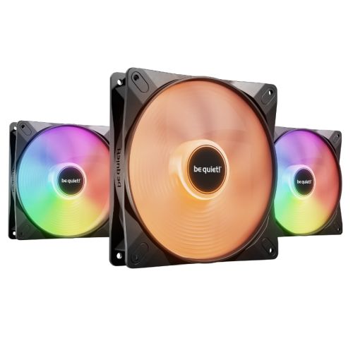 Be Quiet! (BL130) Light Wings LX 140mm PWM High-Speed ARGB Case Fans (3 Pack), Rifle Bearing, Impeller w/ 16 LEDs, Daisy-Chain, Up to 1800 RPM, Black