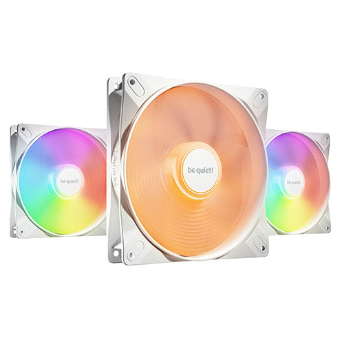 Be Quiet! (BL128) Light Wings LX 140mm PWM ARGB Case Fans (3 Pack), Rifle Bearing, Impeller w/ 16 LEDs, Daisy-Chain, Up to 1200 RPM, White
