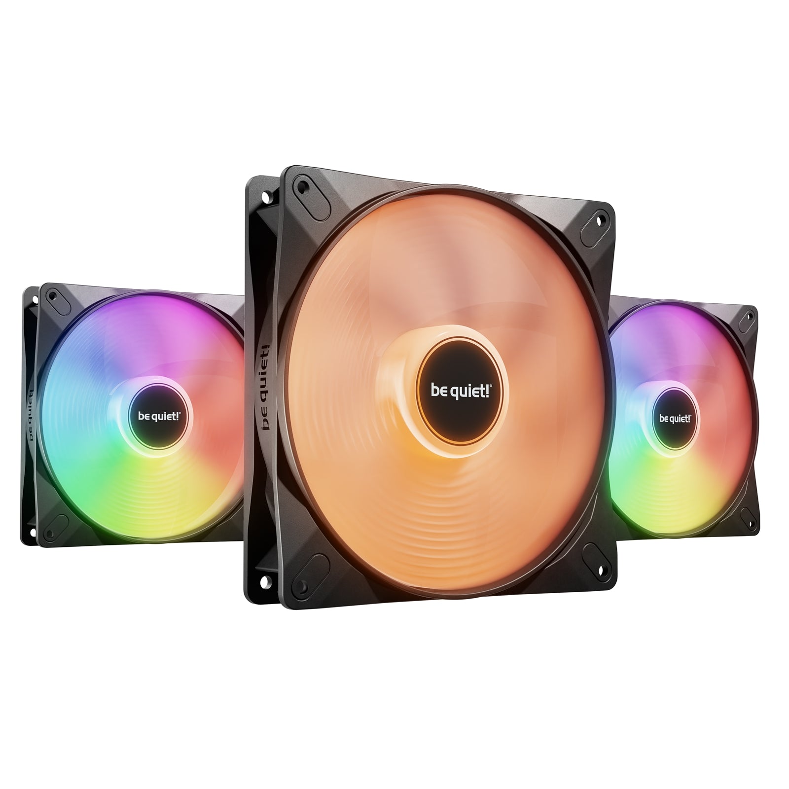Be Quiet! (BL130) Light Wings LX 140mm PWM High-Speed ARGB Case Fans (3 Pack), Rifle Bearing, Impeller w/ 16 LEDs, Daisy-Chain, Up to 1800 RPM, Black