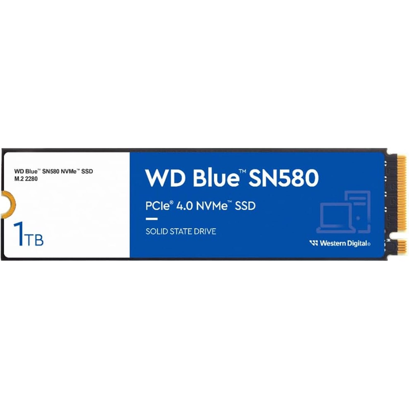 WD 1TB Blue SN580 M.2 NVMe Gen4 SSD, M.2 2280, PCIe4, TLC NAND, R/W 4150/4150 MB/s, 600K/750K IOPS