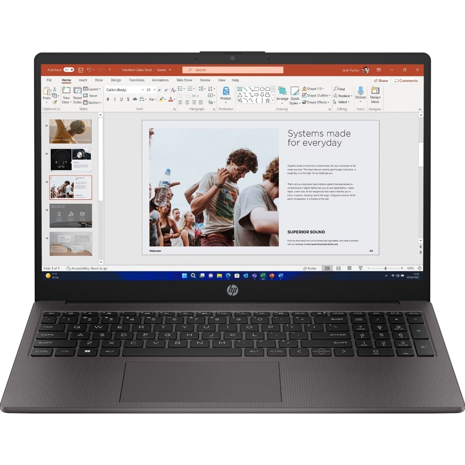 HP 250 G10 AK9U8AT#ABU Laptop, 15.6 Inch Full HD 1080p Screen, AMD Ryzen 5 7530U, 8GB RAM, 256GB SSD, Windows 11 Home