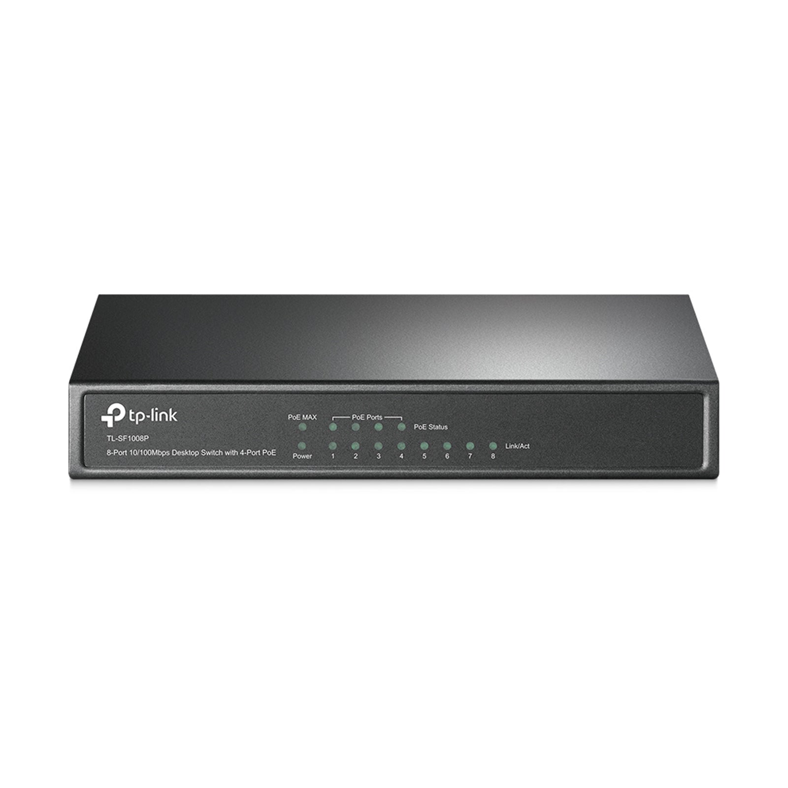 TP-LINK (TL-SF1008P) 8-Port 10/100Mbps Unmanaged Desktop Switch, 4-Port PoE+, Steel Case