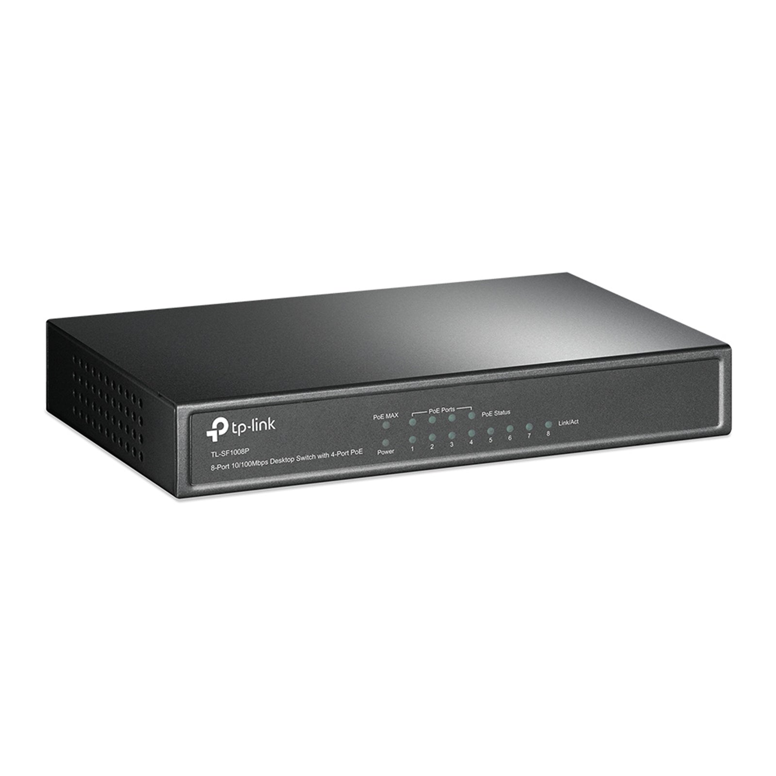 TP-LINK (TL-SF1008P) 8-Port 10/100Mbps Unmanaged Desktop Switch, 4-Port PoE+, Steel Case