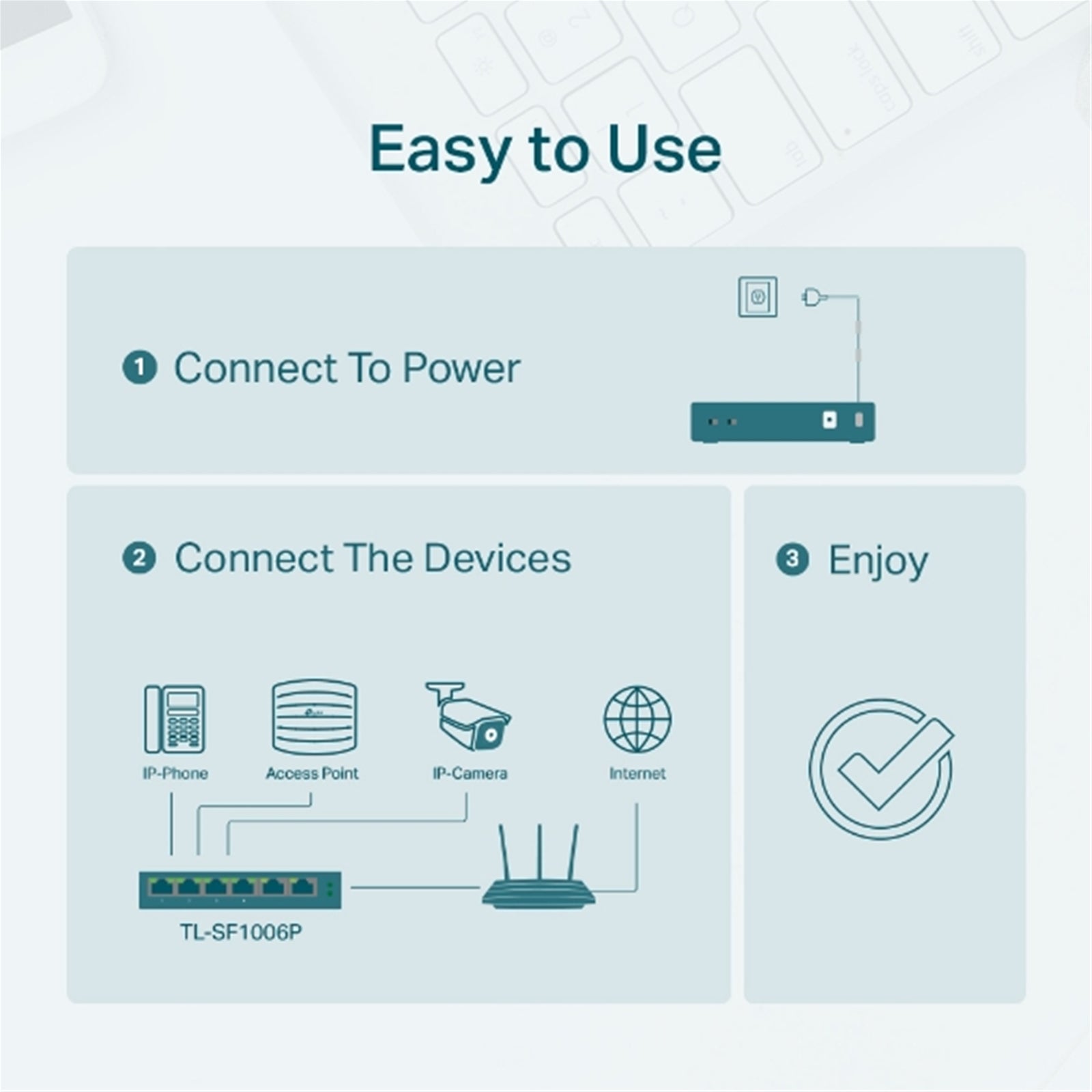 TP-LINK (TL-SF1006P) 6-Port 10/100 Unmanaged Desktop Switch, 4 Port PoE+, Steel Case