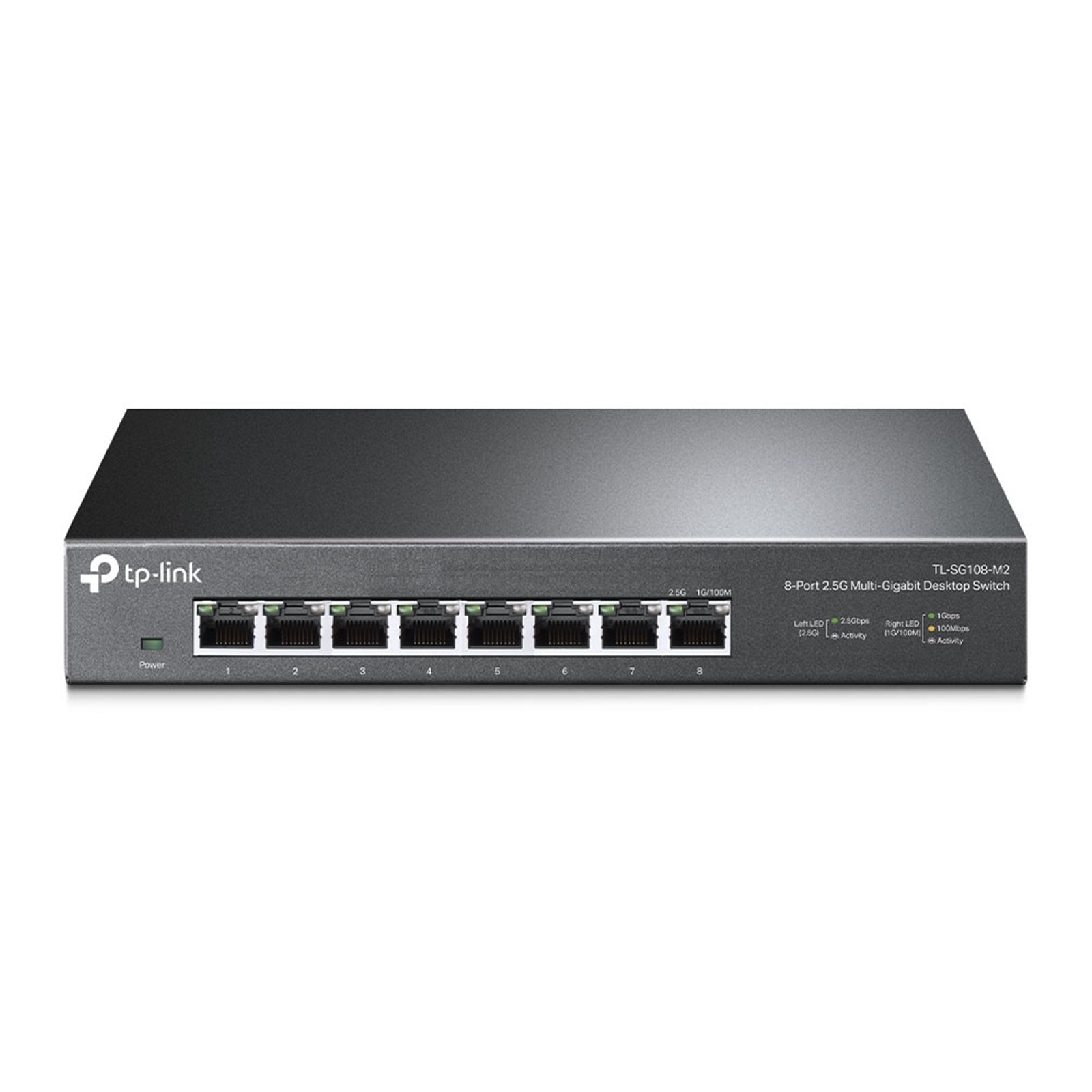 TP-LINK (TL-SG108-M2) 8-Port Unmanaged 2.5G Multi-Gigabit Desktop Switch, 8x 100/1G/2.5G, Fanless, Steel Case
