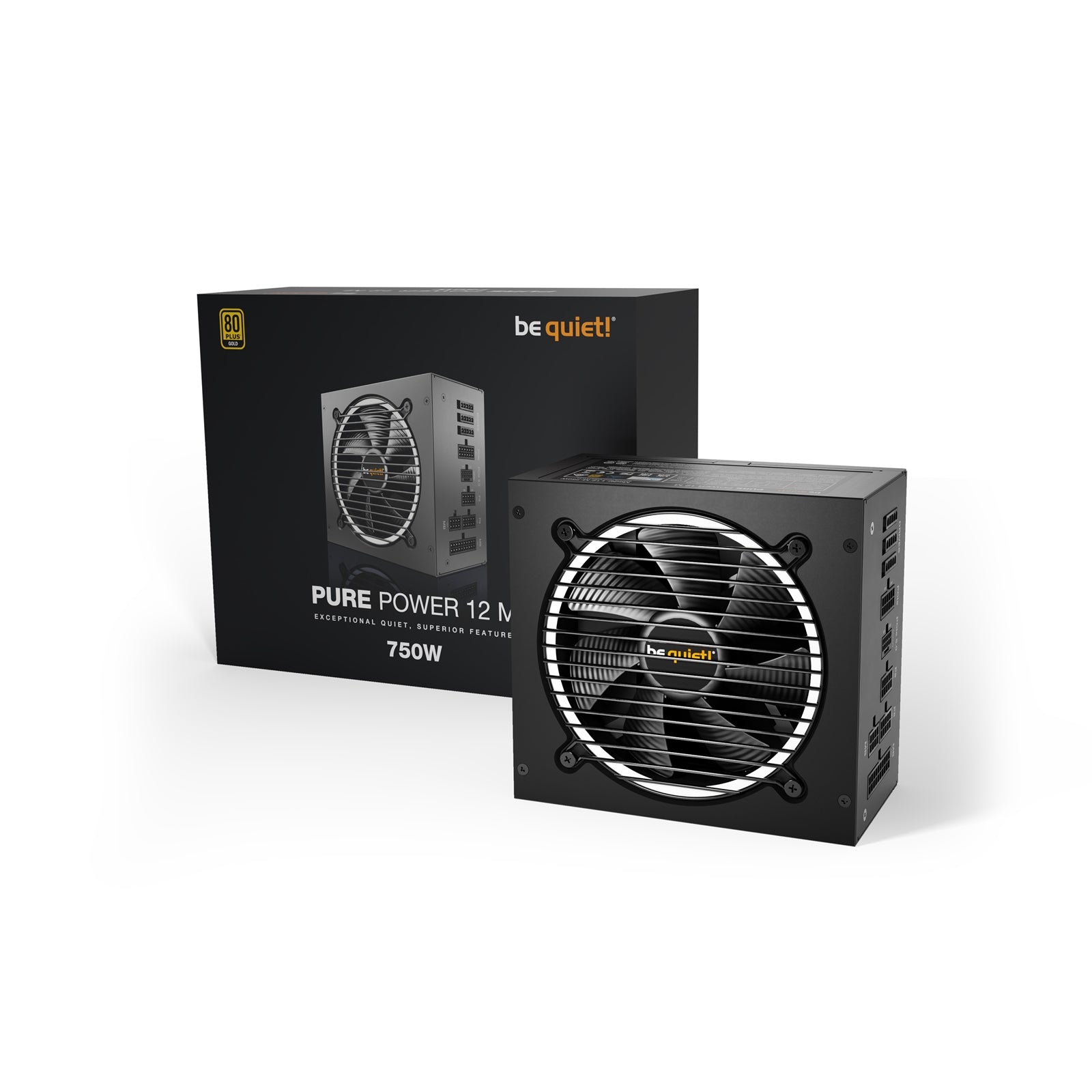 Be Quiet! 750W Pure Power 12 M PSU, Fully Modular, Rifle Bearing Fan, 80+ Gold, ATX 3.0, PCIe 5.0, Dual Rail