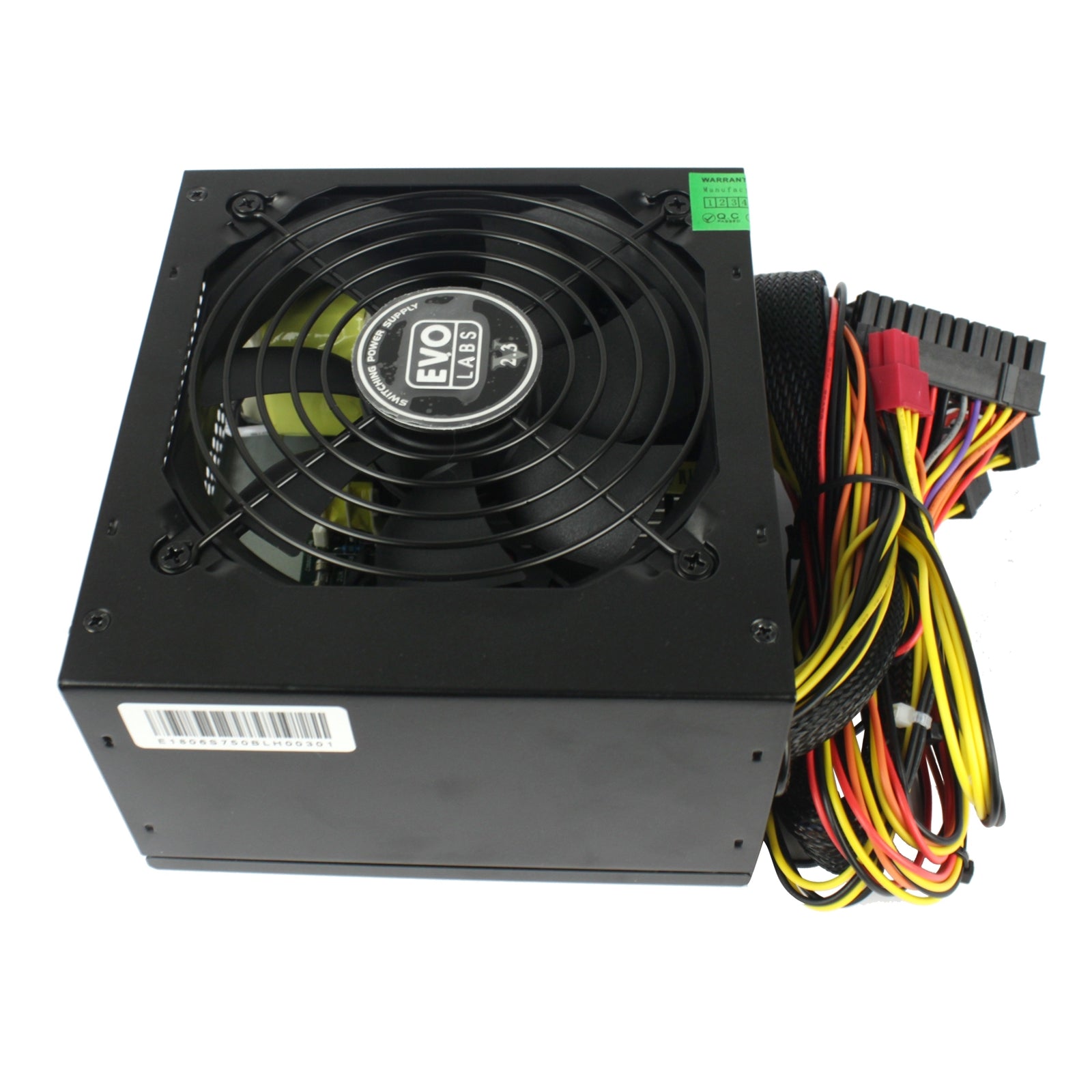 EVO LABS BR750-12BL 750W PSU,120mm Black Silent Fan with Improved Ventilation, Non Modular, High-Efficiency, PFC Certified, CE Compliant, Retail Packaged